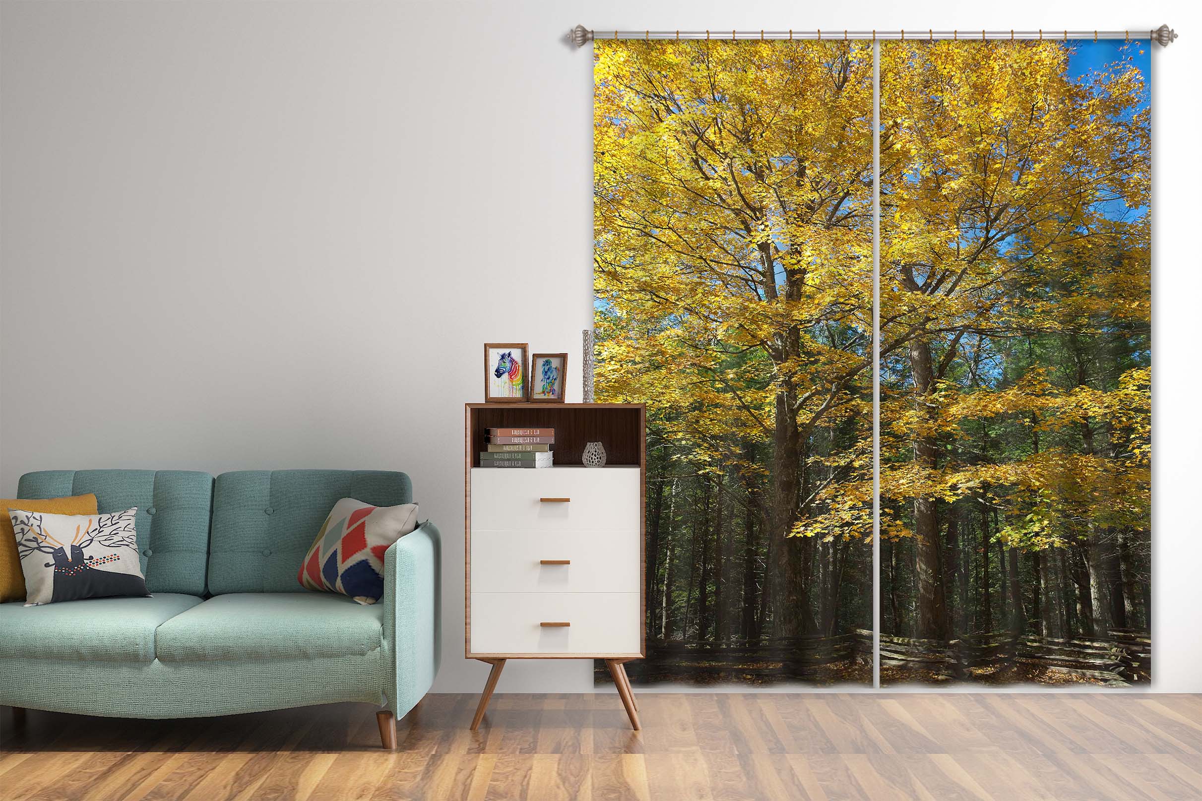 3D Sunny Forest 049 Kathy Barefield Curtain Curtains Drapes