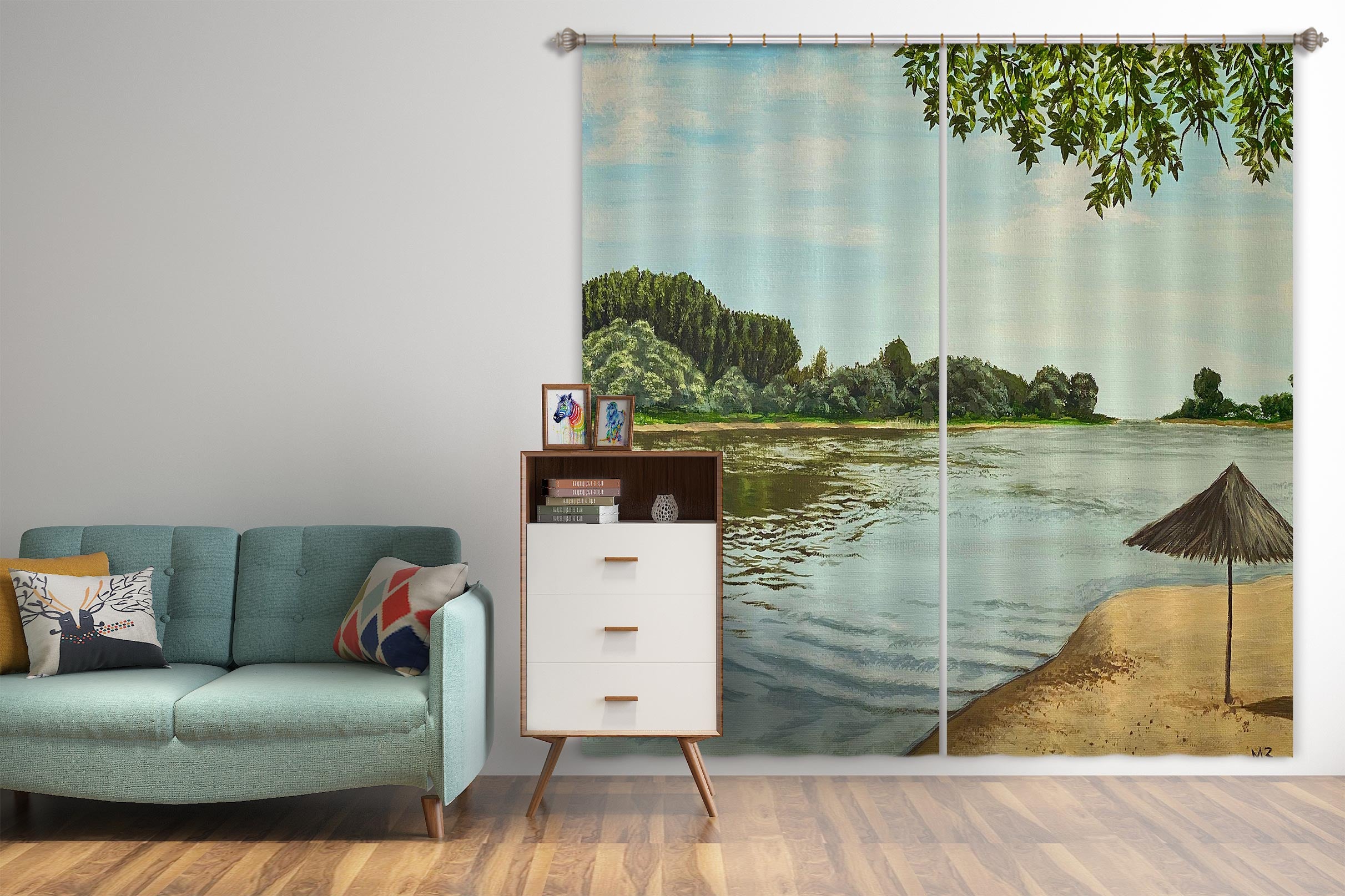 3D River Water 1715 Marina Zotova Curtain Curtains Drapes