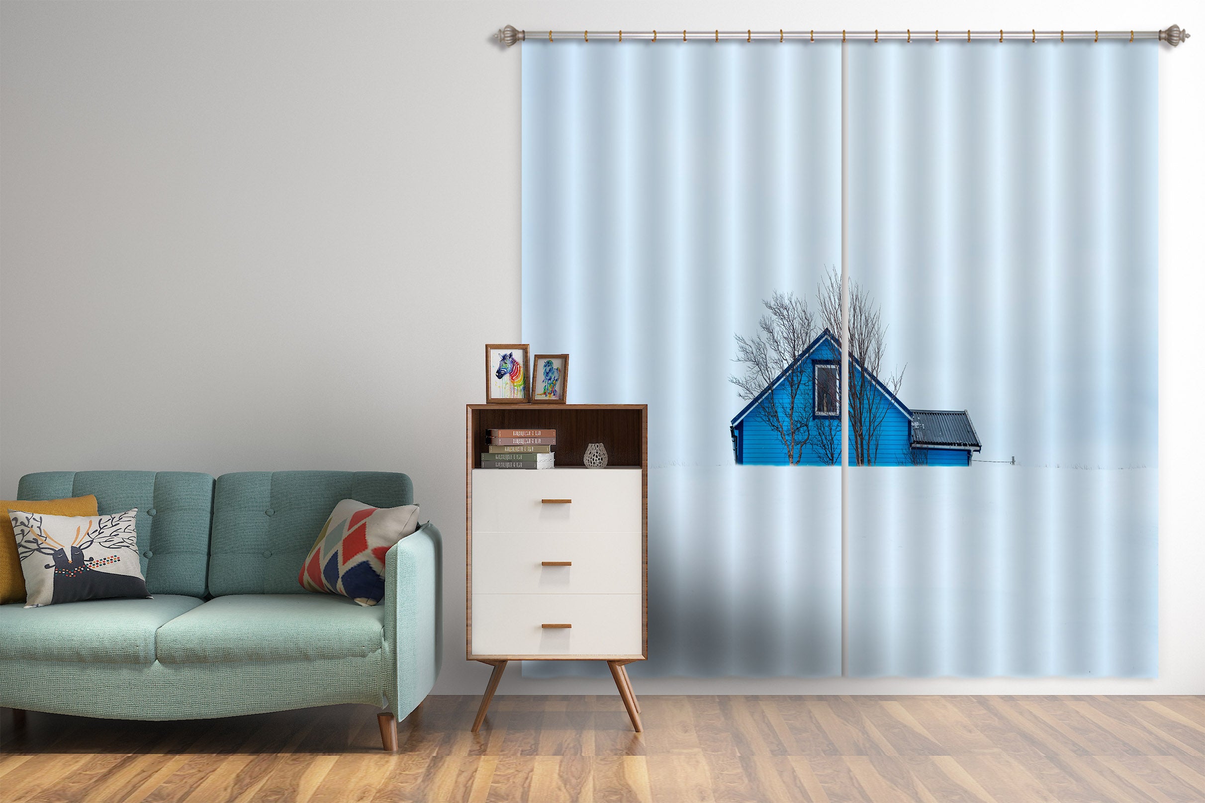 3D Blue House 126 Marco Carmassi Curtain Curtains Drapes