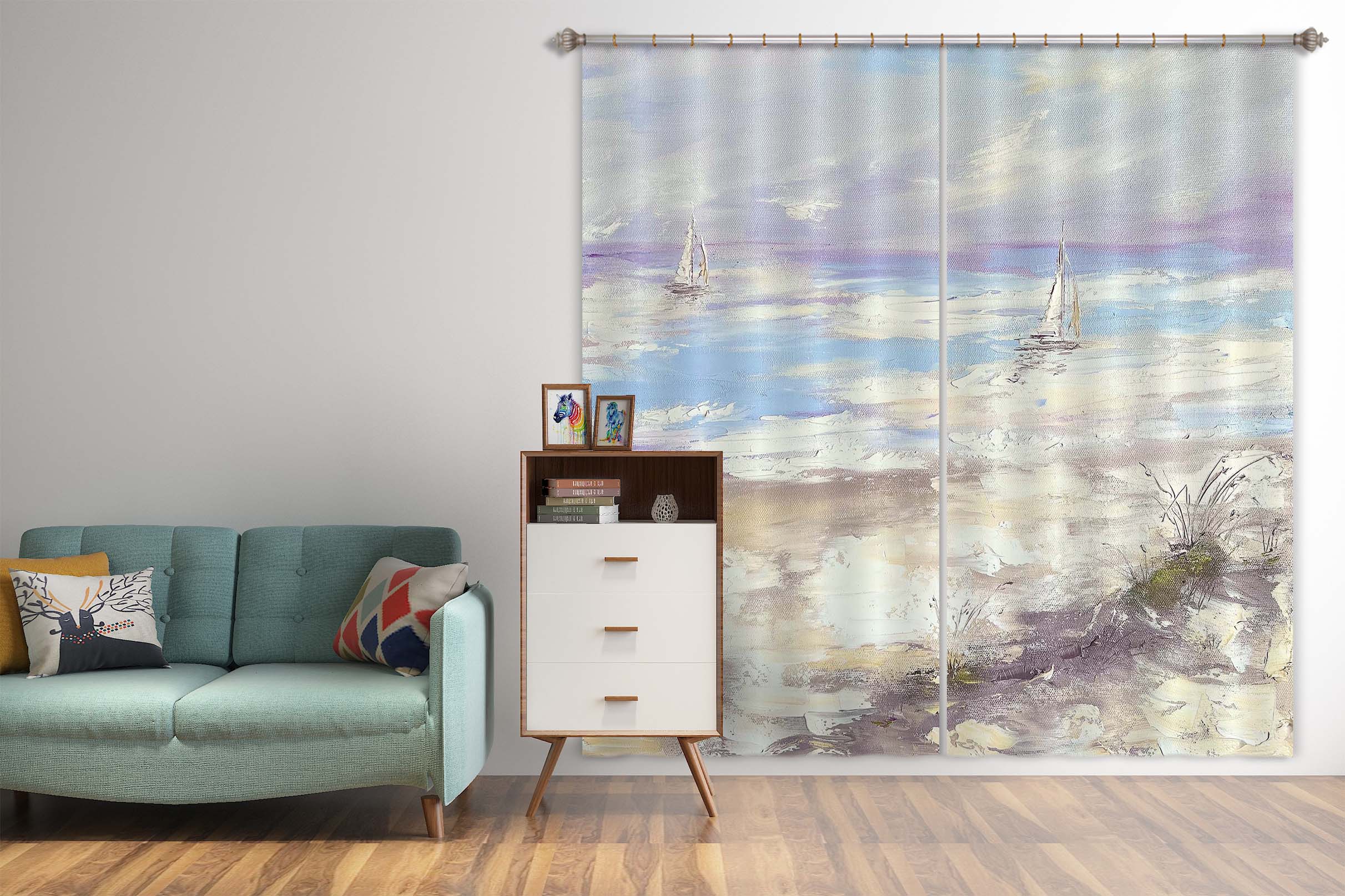 3D Hand Painted Waves 3005 Skromova Marina Curtain Curtains Drapes