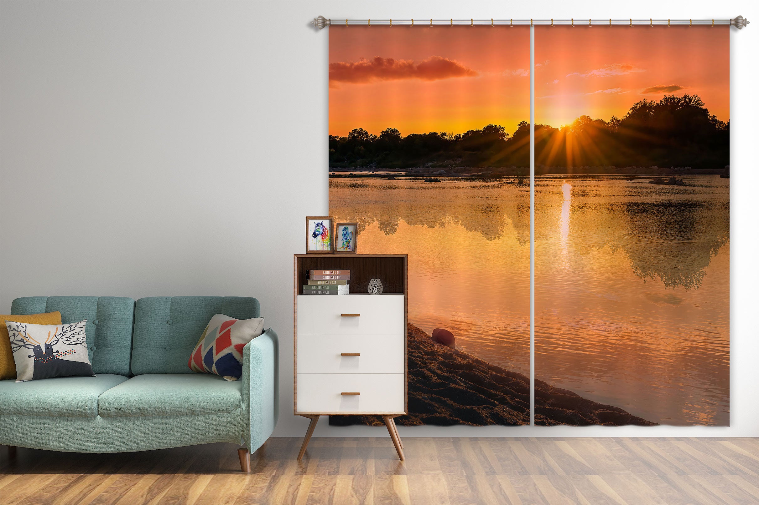 3D Sunshine Lake 5328 Beth Sheridan Curtain Curtains Drapes