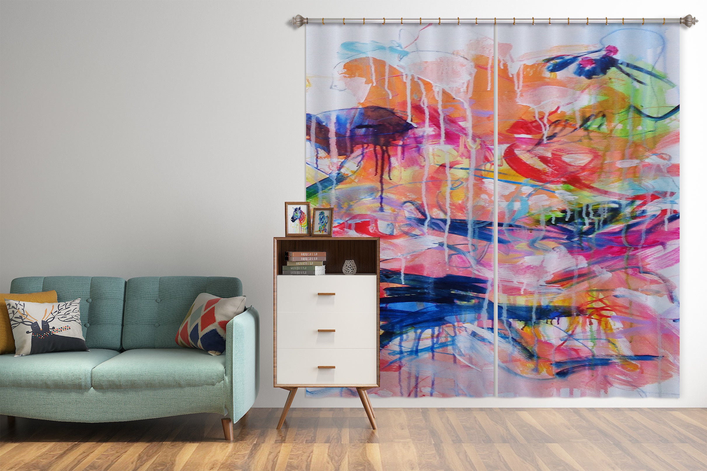 3D Watercolor Style 2400 Misako Chida Curtain Curtains Drapes