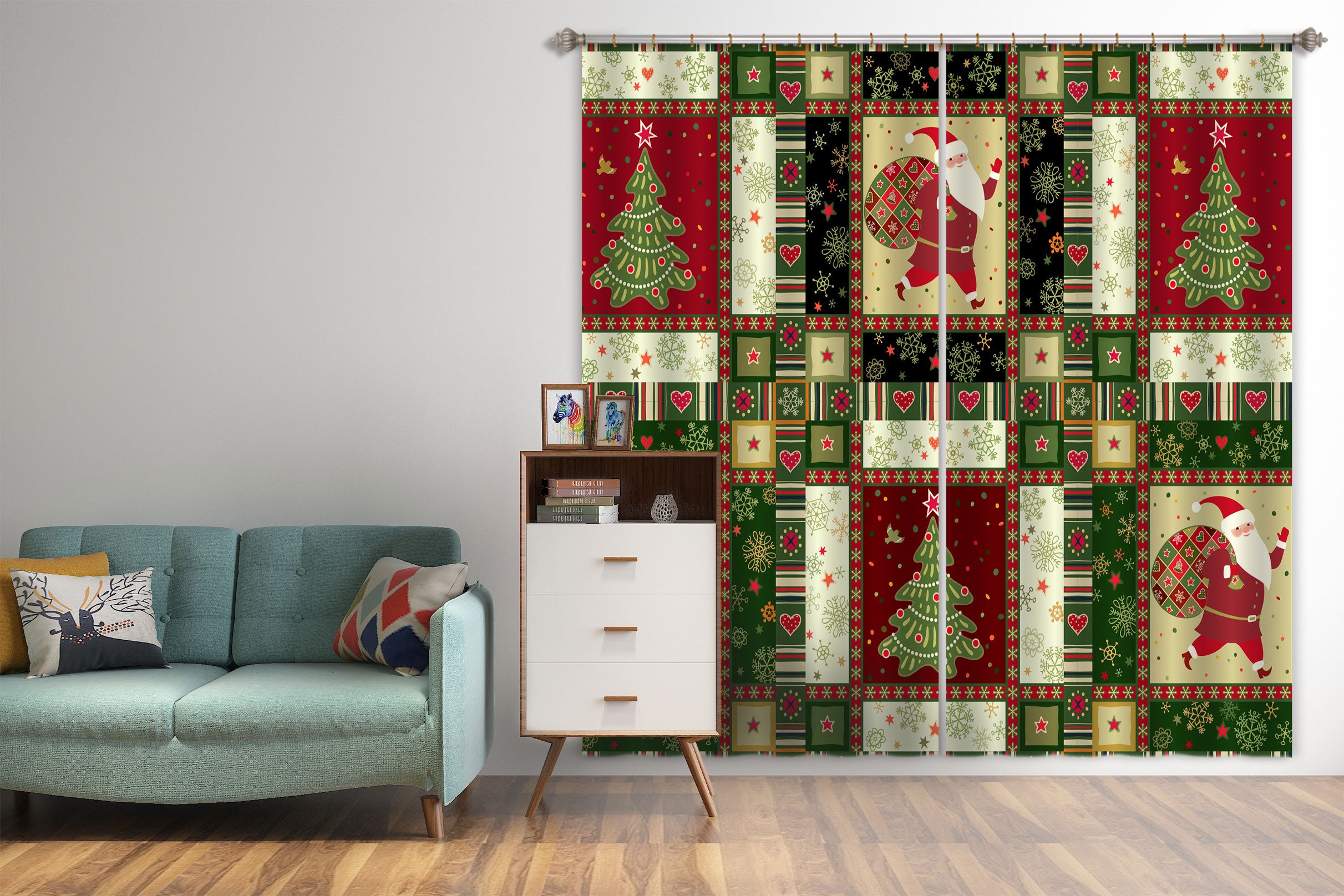 3D Santa Claus 53098 Christmas Curtains Drapes Xmas