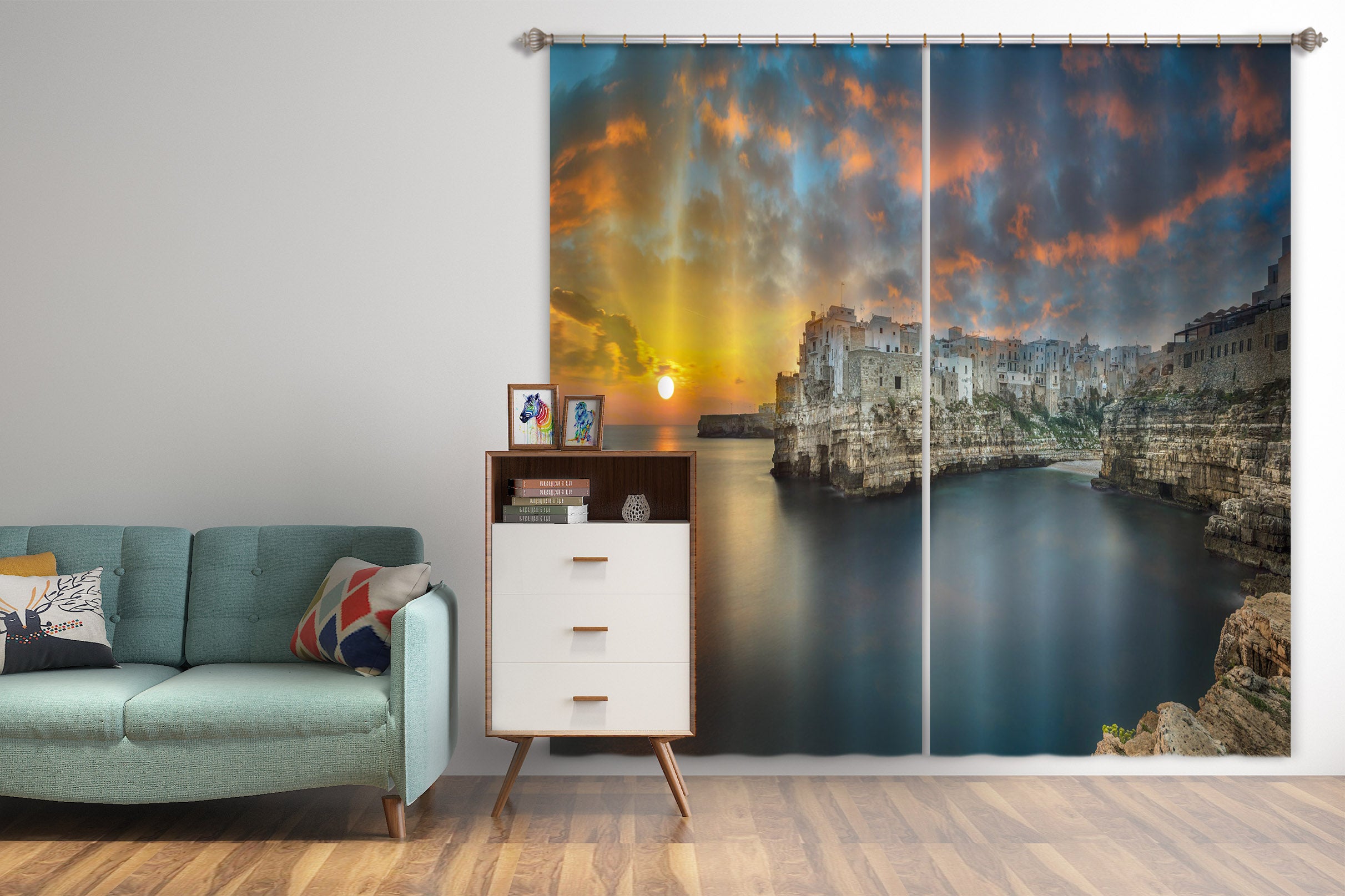 3D Sunset City 170 Marco Carmassi Curtain Curtains Drapes