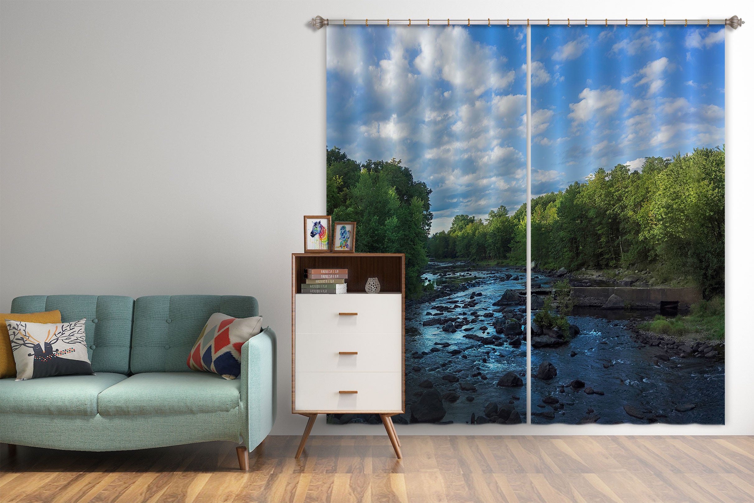 3D Forest Stones 023 Jerry LoFaro Curtain Curtains Drapes