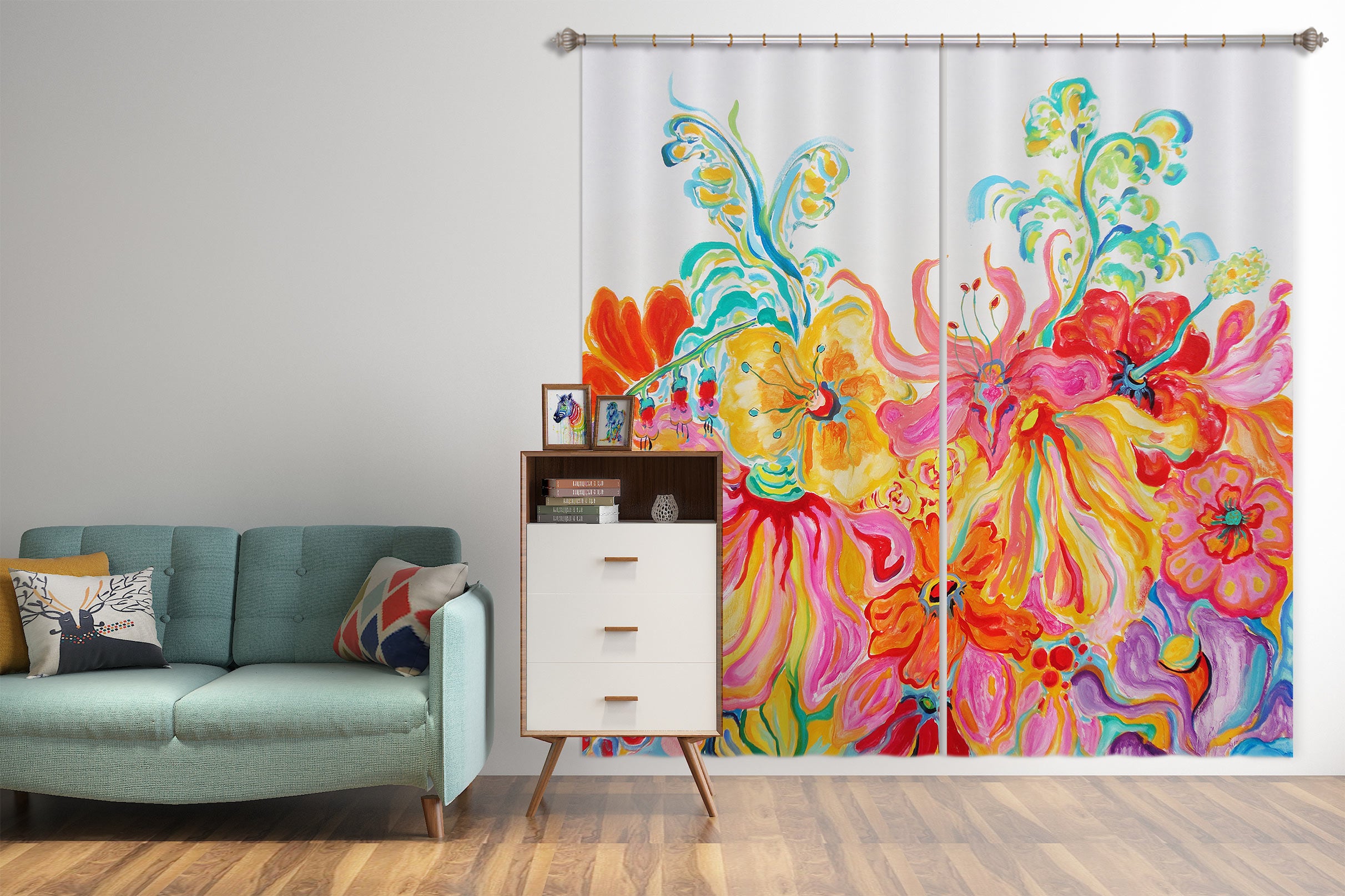 3D Colorful Flower 2450 Misako Chida Curtain Curtains Drapes
