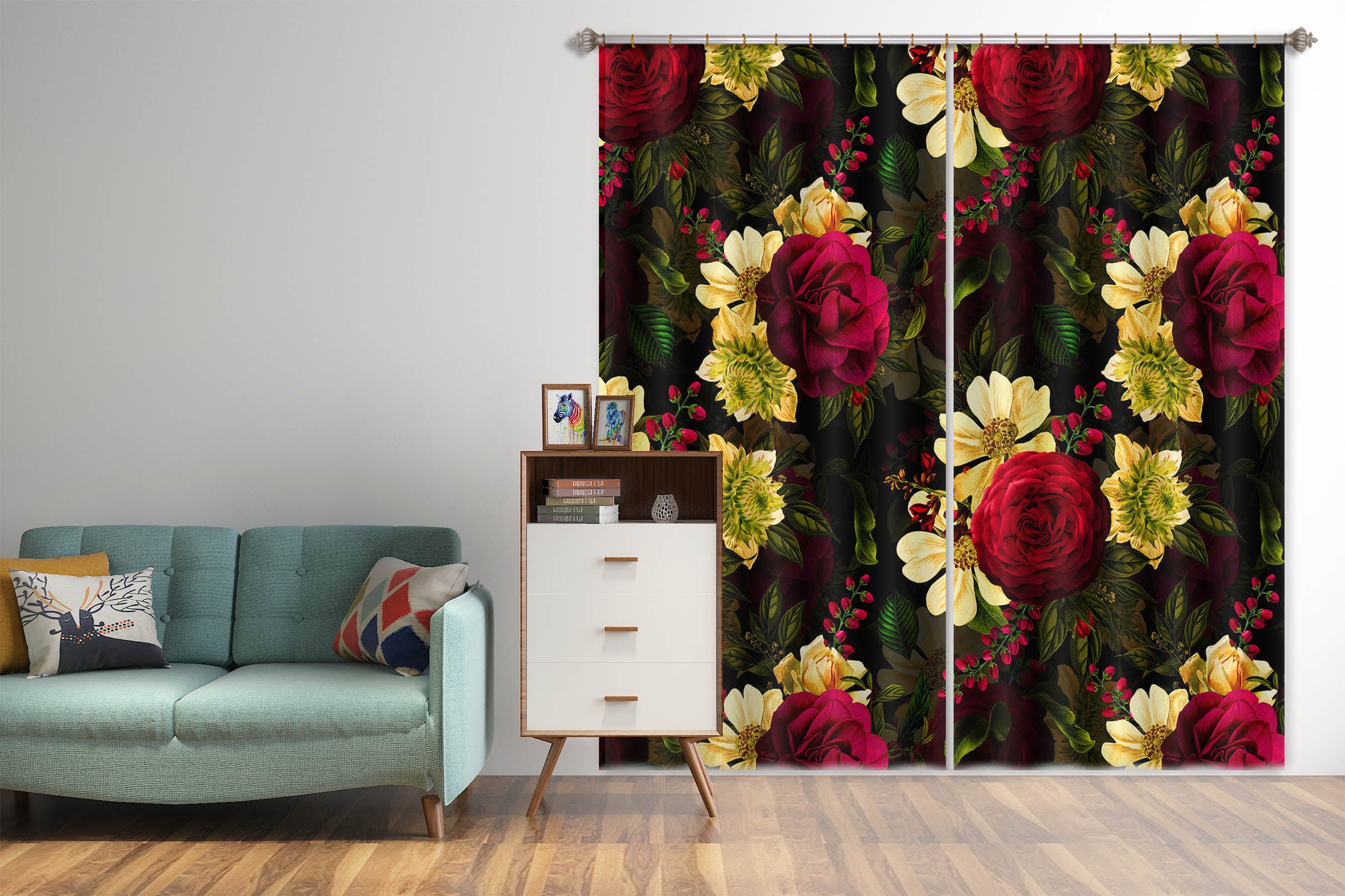 3D Beautiful Flowers 104 Uta Naumann Curtain Curtains Drapes