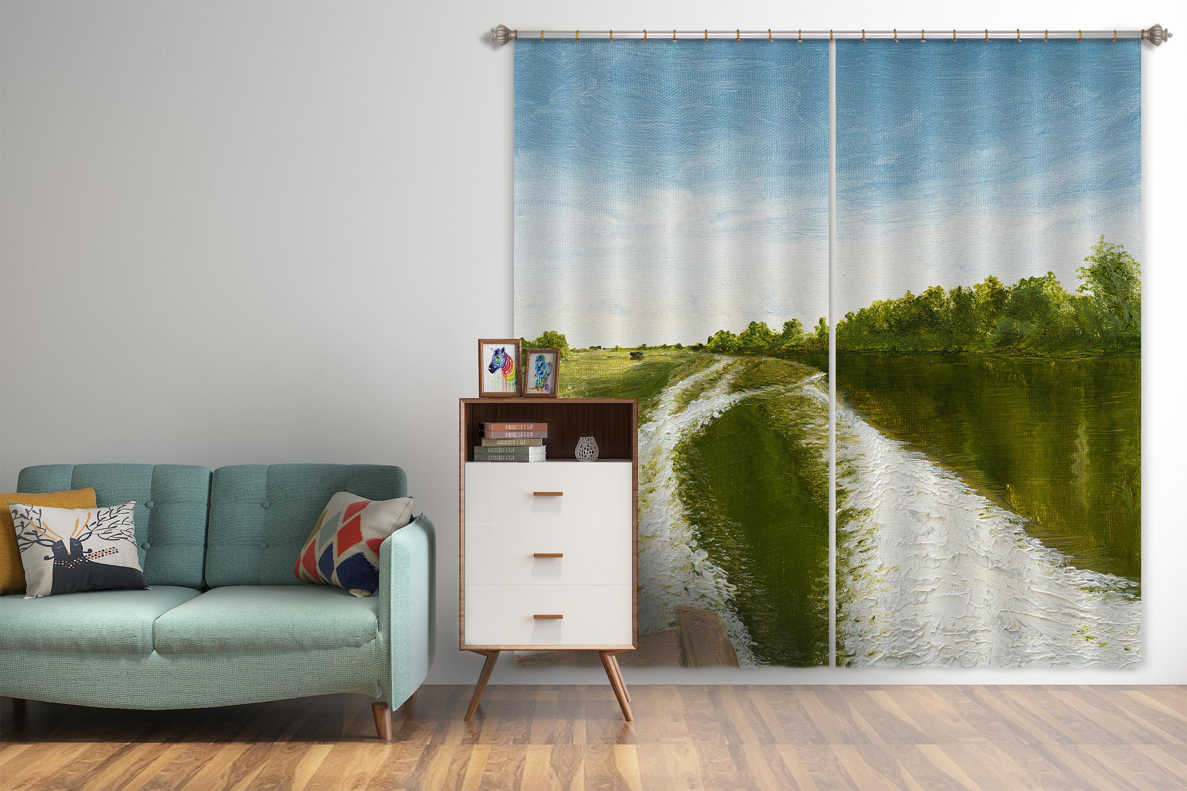 3D Lakeside Trees 1707 Marina Zotova Curtain Curtains Drapes