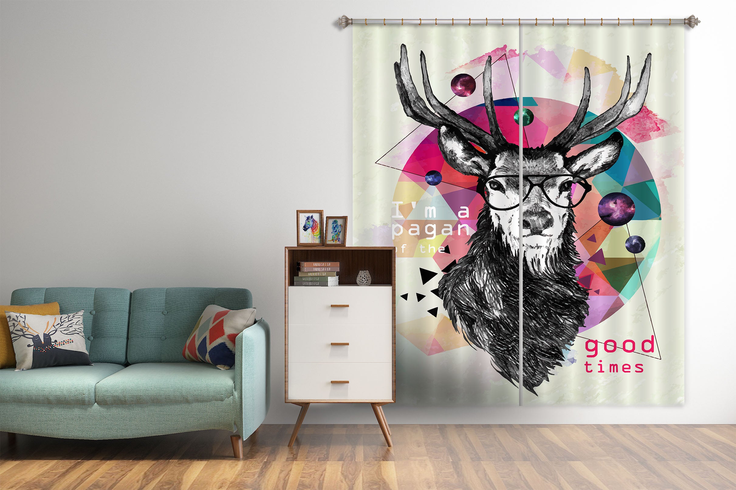 3D Sheep Glasses 766 Curtains Drapes