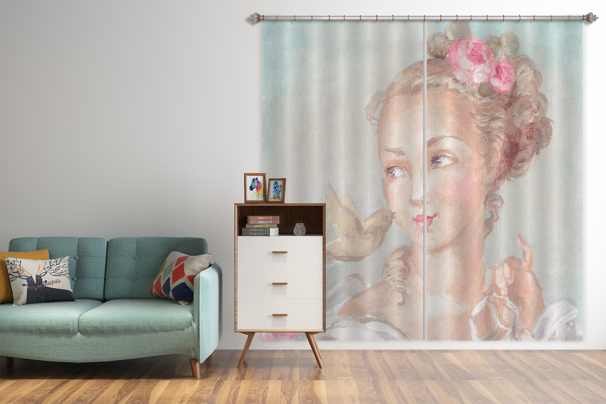 3D Bird Flower Girl 3028 Debi Coules Curtain Curtains Drapes