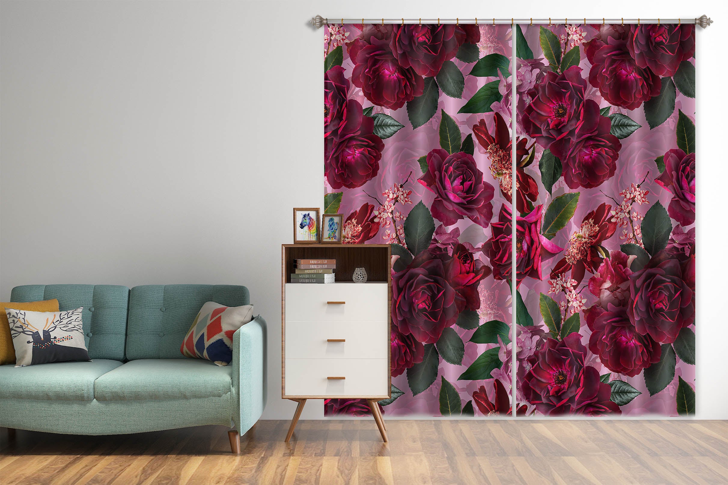 3D Purple Rose 120 Uta Naumann Curtain Curtains Drapes