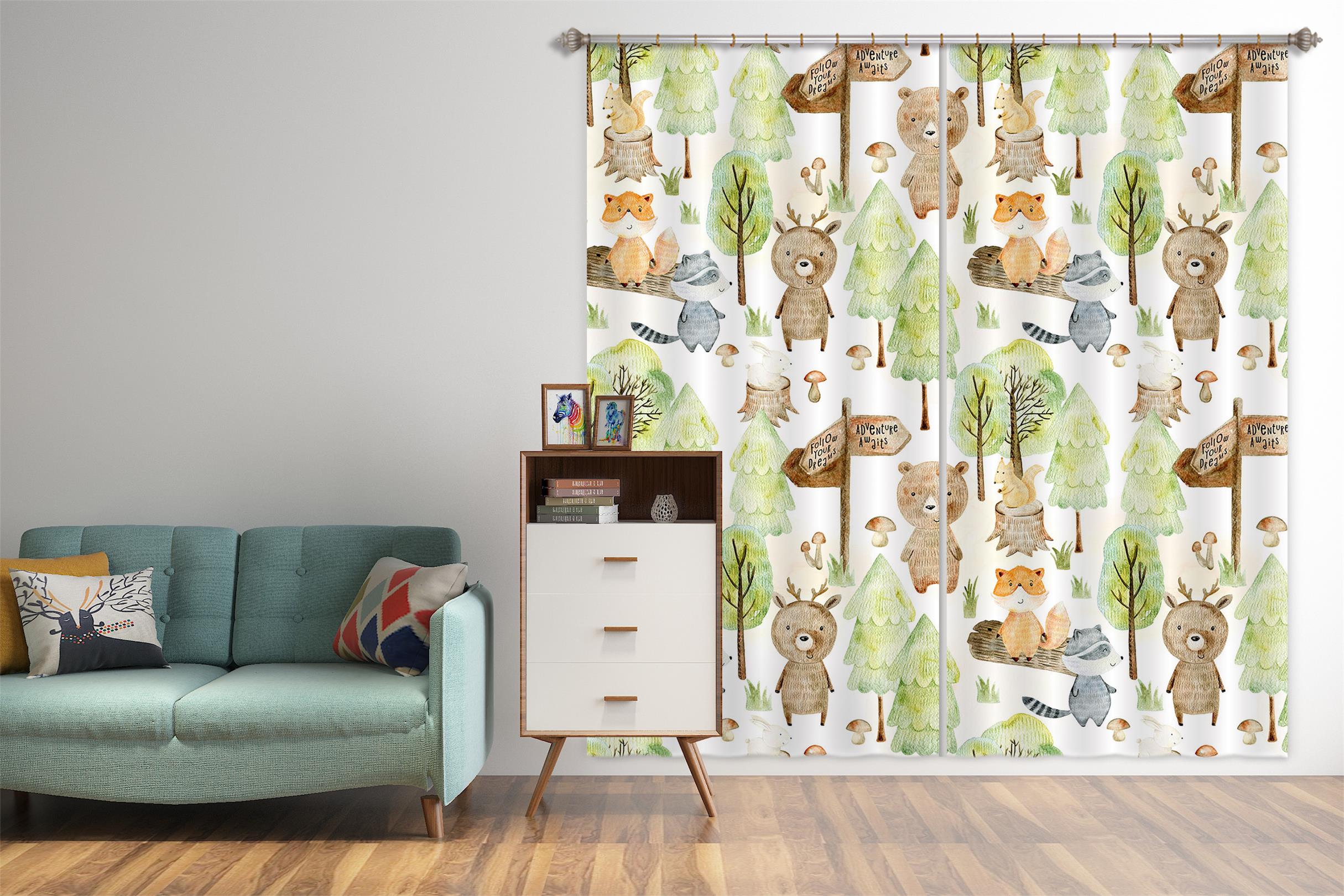 3D Squirrel Bear Tree 148 Uta Naumann Curtain Curtains Drapes