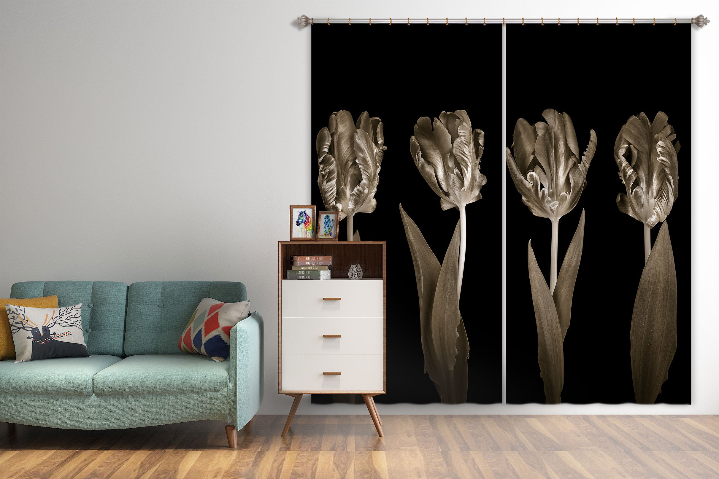 3D Elegant Flower 6505 Assaf Frank Curtain Curtains Drapes