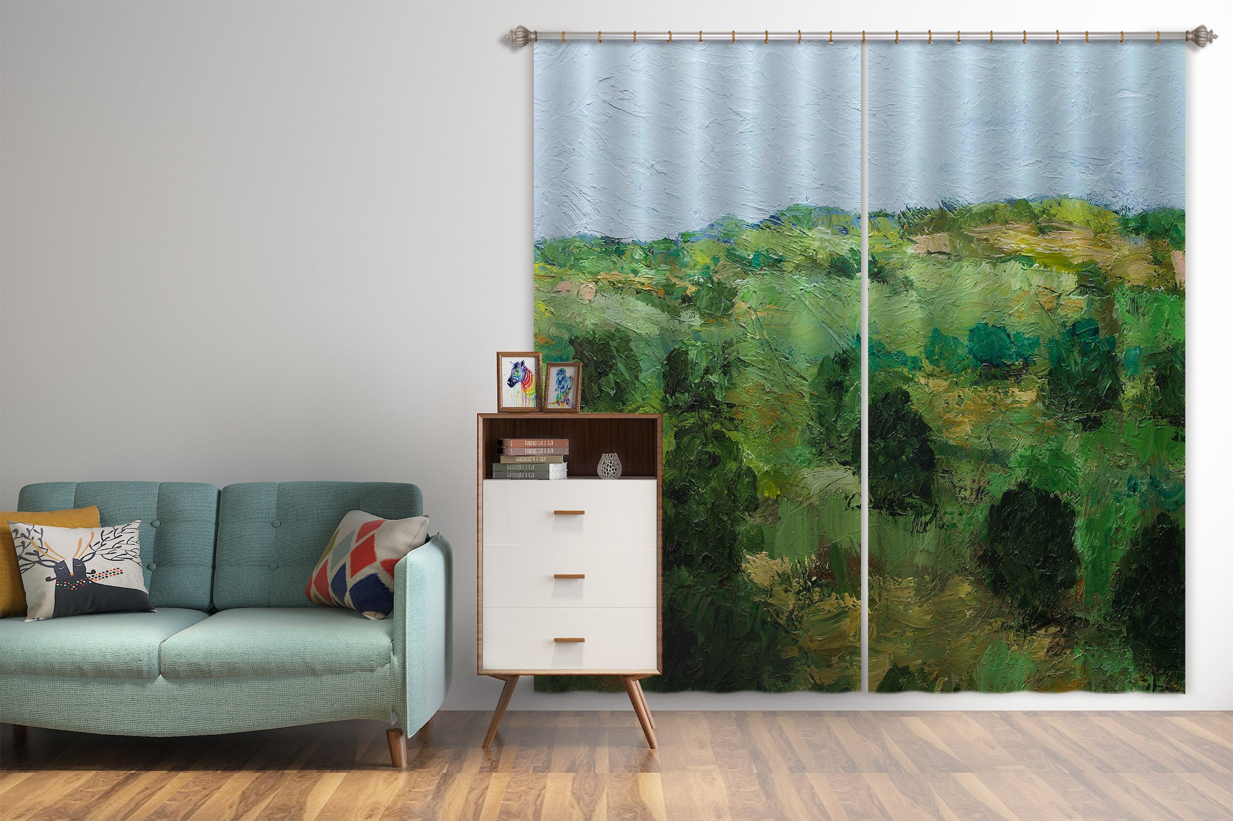 3D Green Forest 202 Allan P. Friedlander Curtain Curtains Drapes