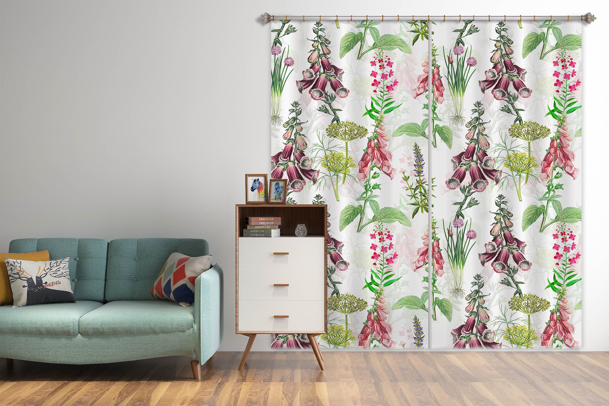 3D Colored Flowers 107 Uta Naumann Curtain Curtains Drapes
