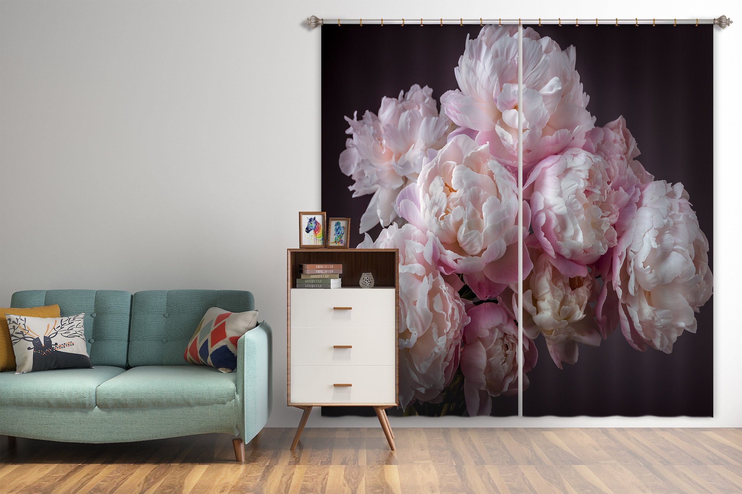 3D Pink Bouquet 6522 Assaf Frank Curtain Curtains Drapes