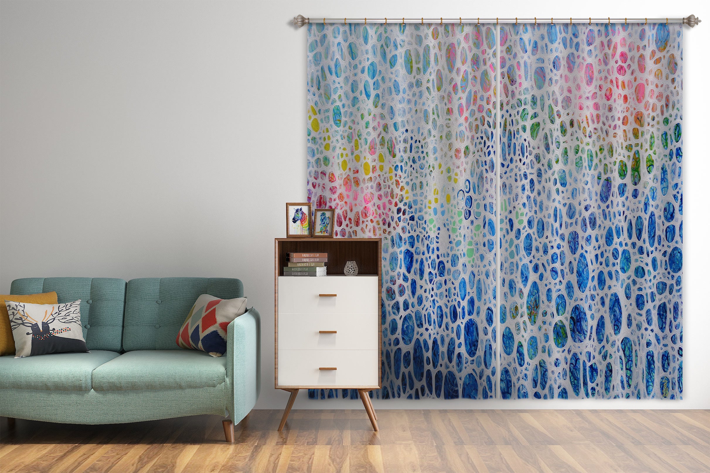 3D Blue Texture 2407 Misako Chida Curtain Curtains Drapes