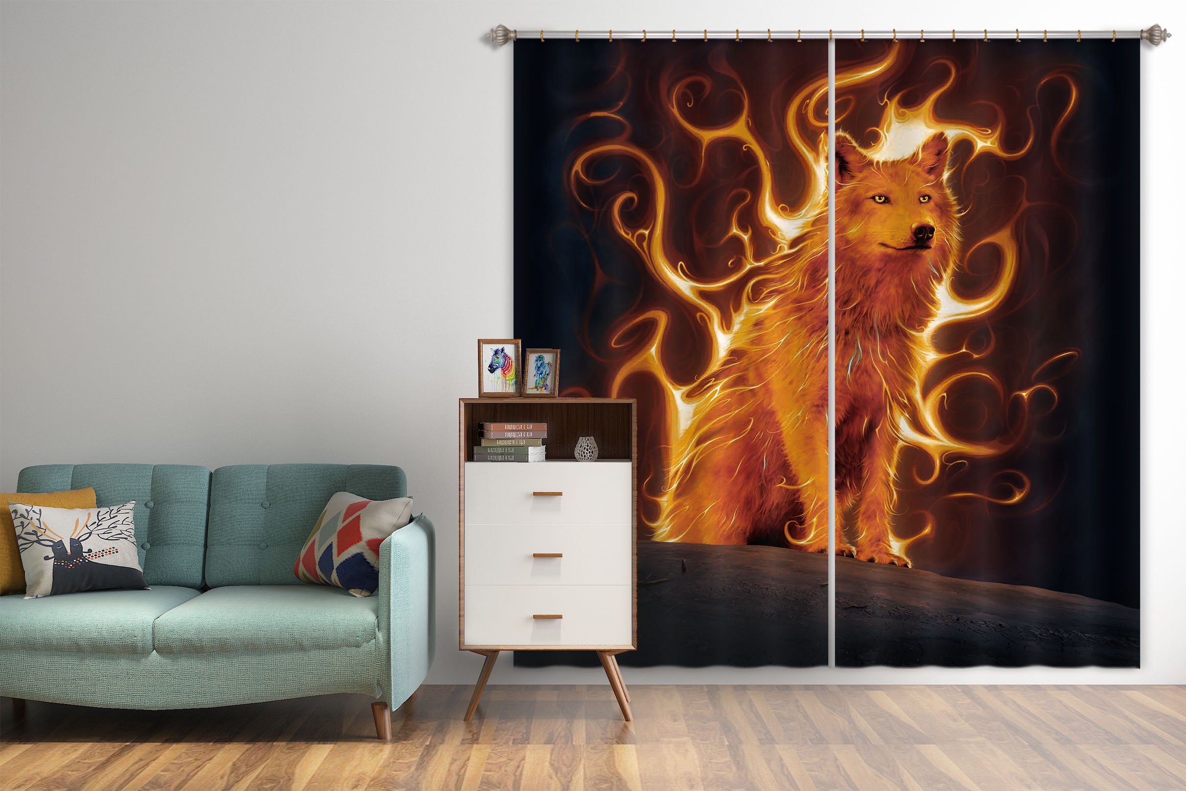 3D Phoenix Wolf Def 061 Vincent Hie Curtain Curtains Drapes