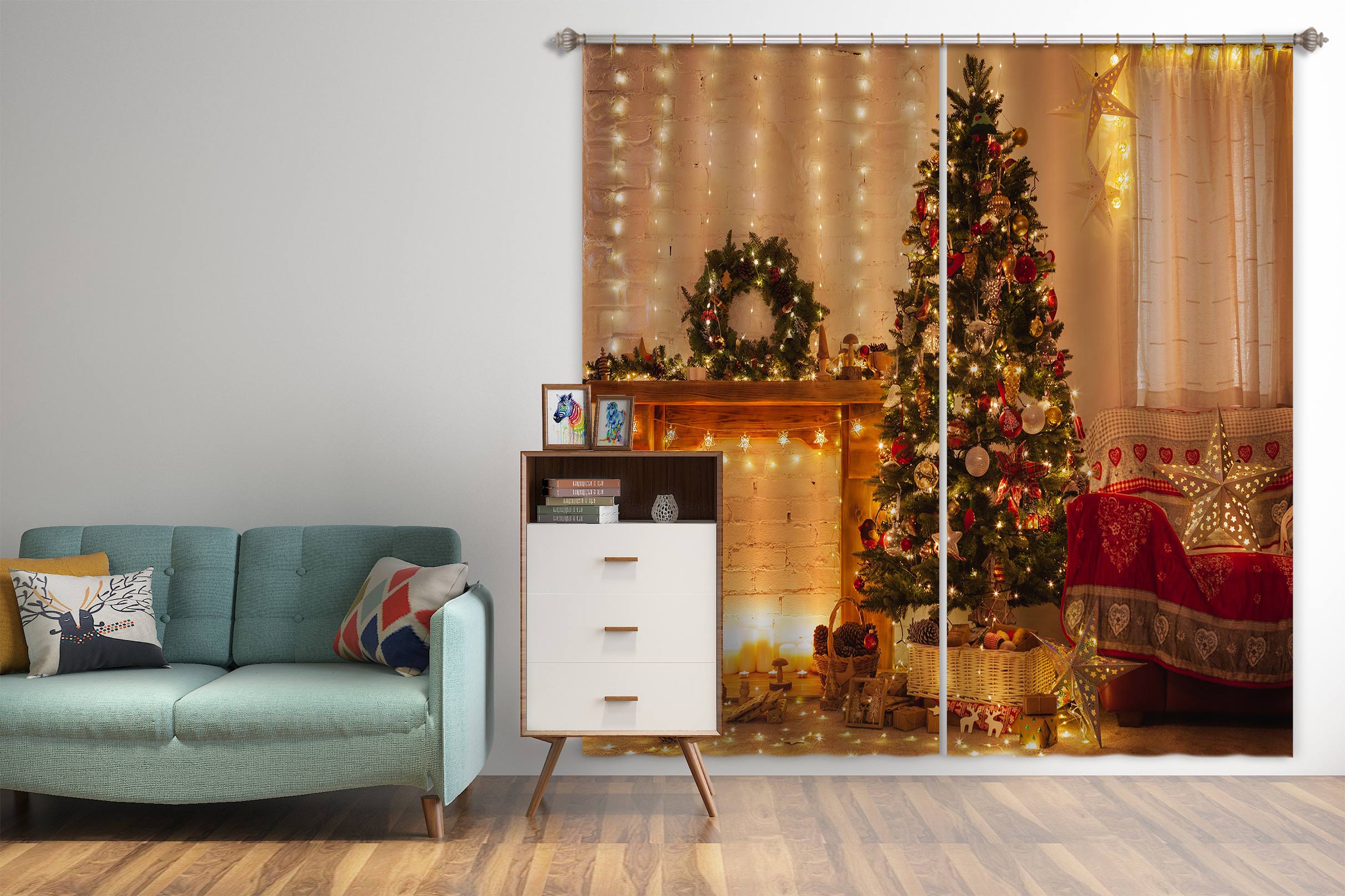 3D Tree Light 53128 Christmas Curtains Drapes Xmas