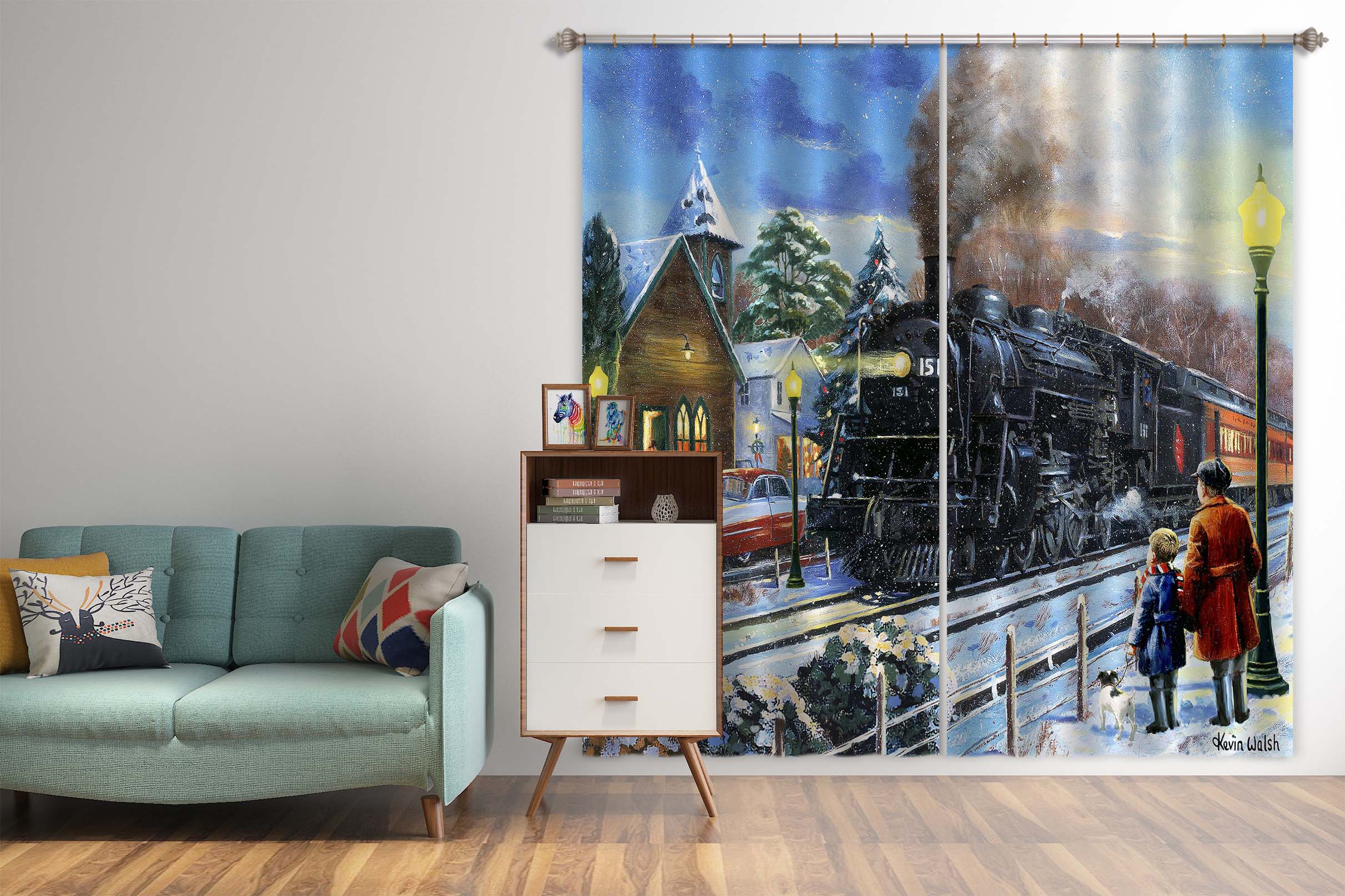 3D Train Track 149 Kevin Walsh Curtain Curtains Drapes