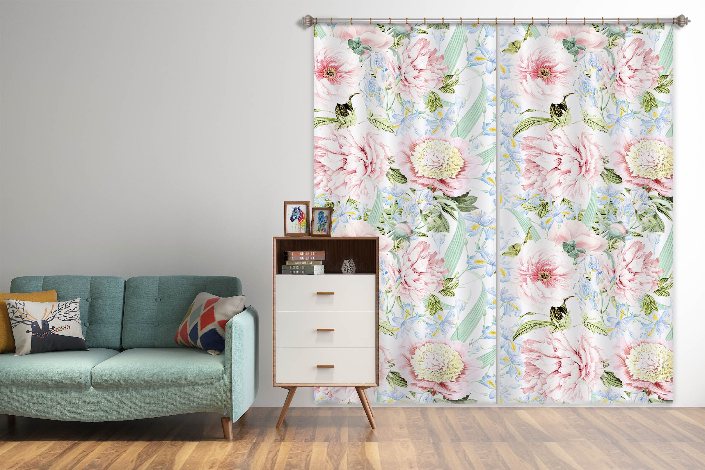 3D Pink Flowers 172 Uta Naumann Curtain Curtains Drapes