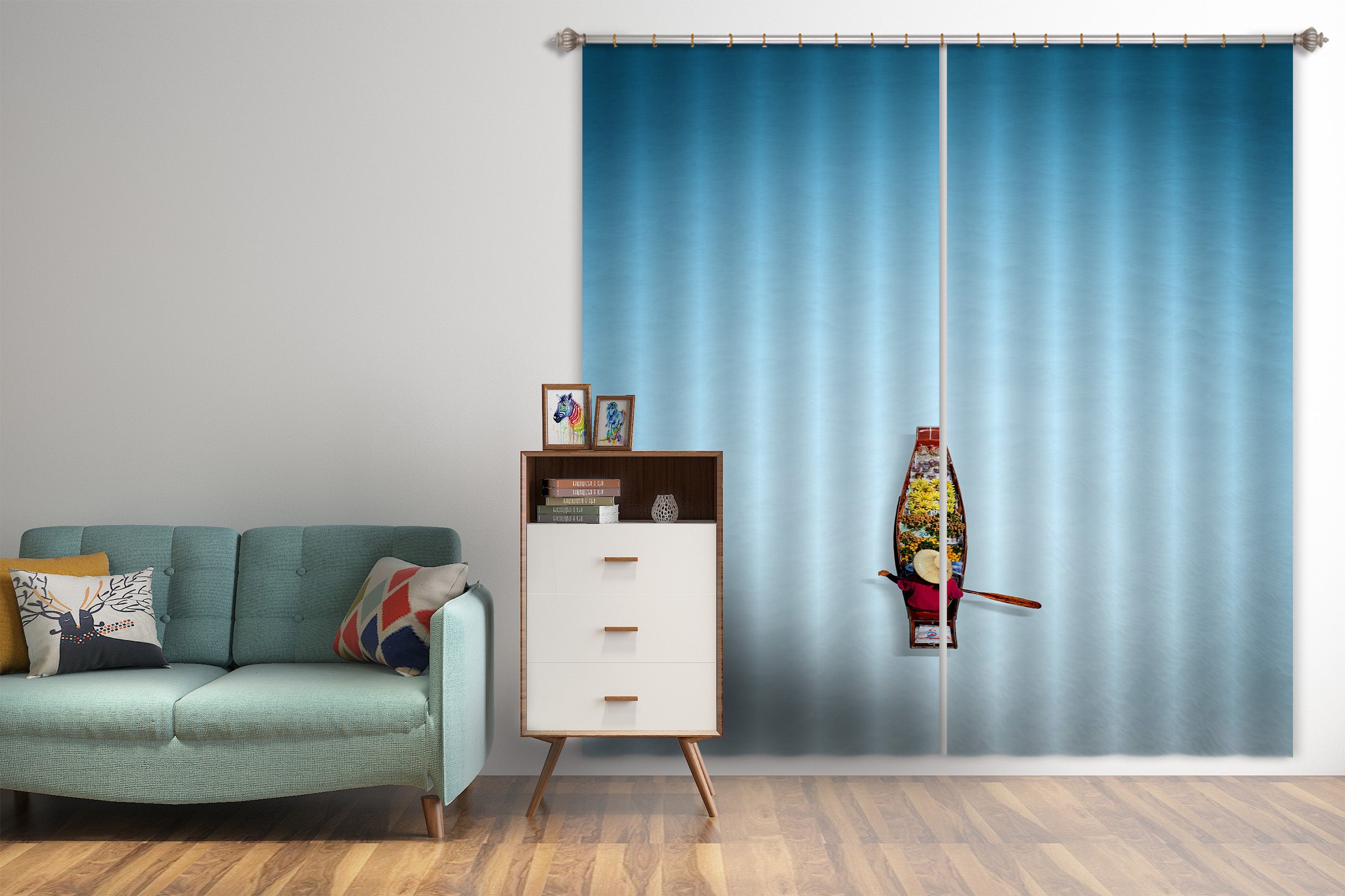 3D Boat In Water 074 Marco Carmassi Curtain Curtains Drapes