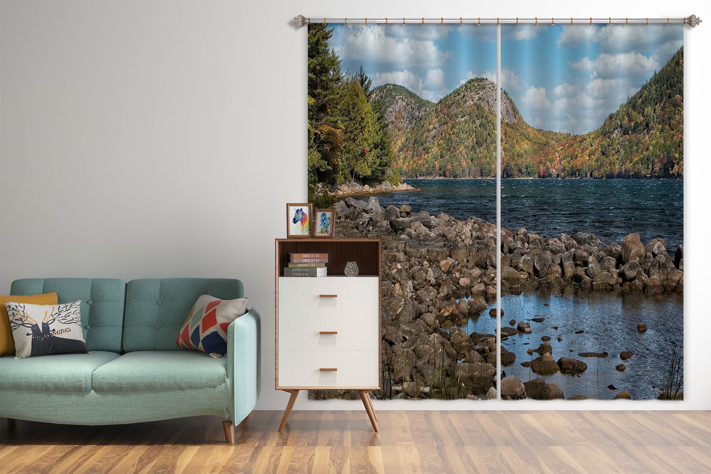 3D Mountains Rivers 62150 Kathy Barefield Curtain Curtains Drapes