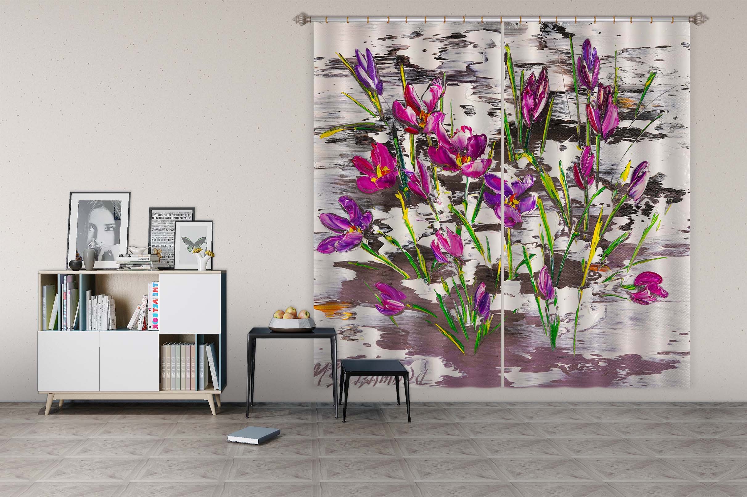 3D Purple Flower 2379 Skromova Marina Curtain Curtains Drapes