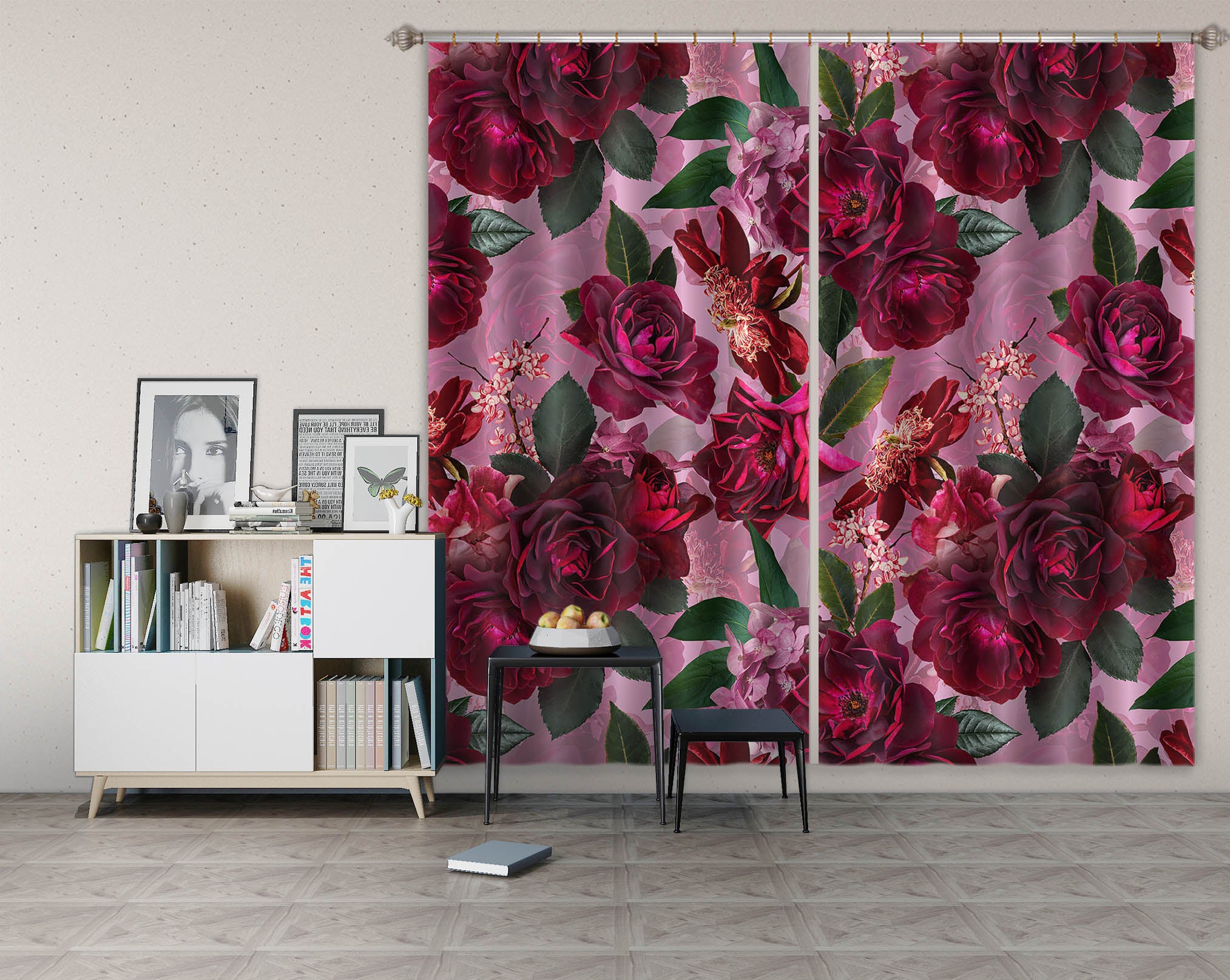 3D Purple Rose 120 Uta Naumann Curtain Curtains Drapes