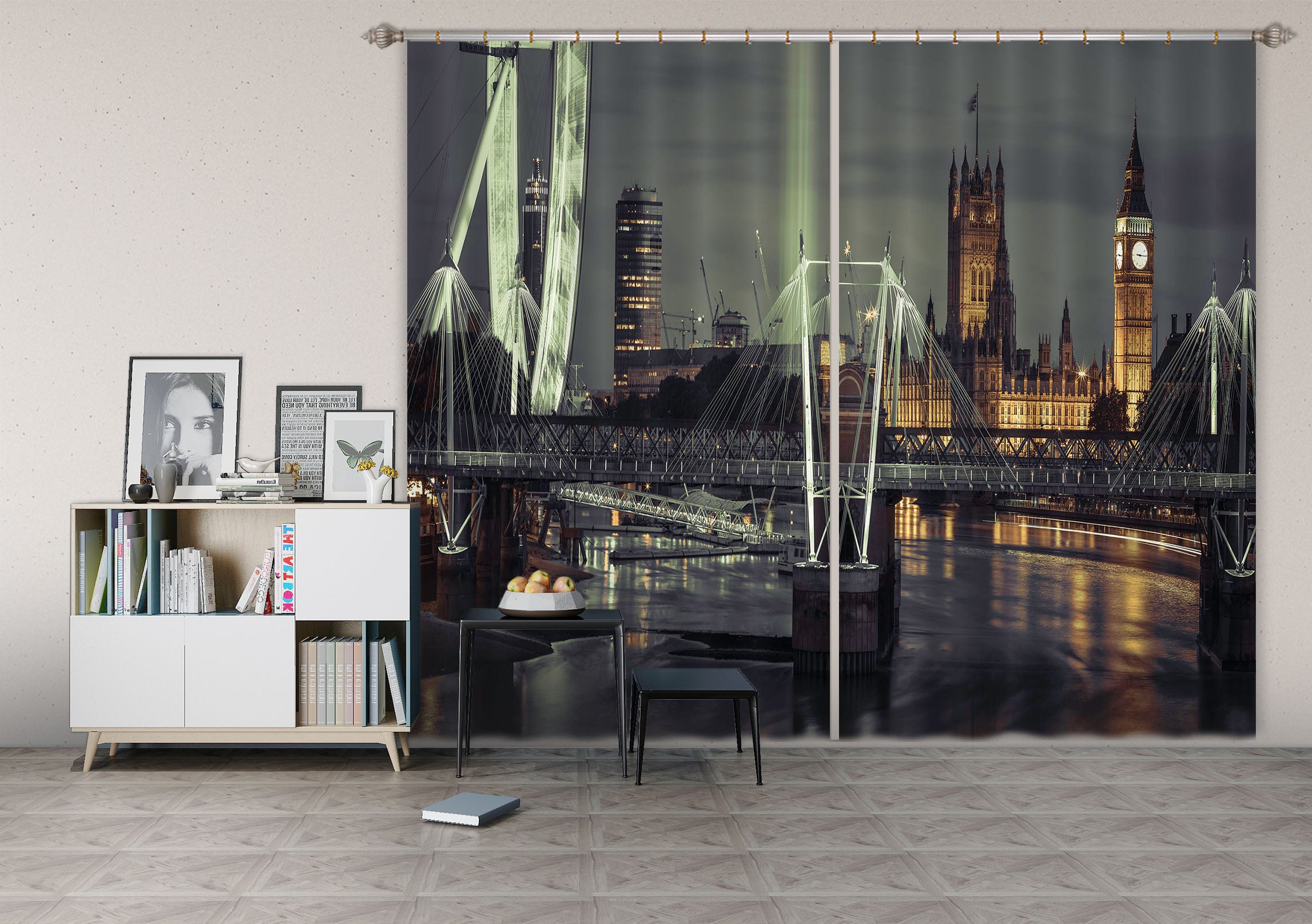 3D Night Lights 227 Assaf Frank Curtain Curtains Drapes