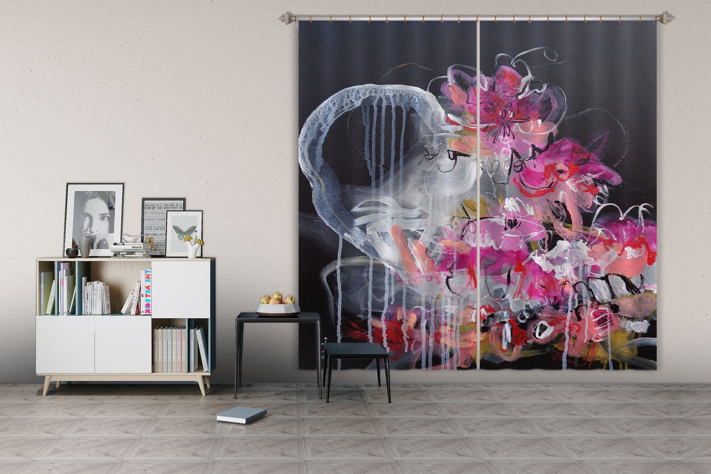 3D Pink Flower 2432 Misako Chida Curtain Curtains Drapes