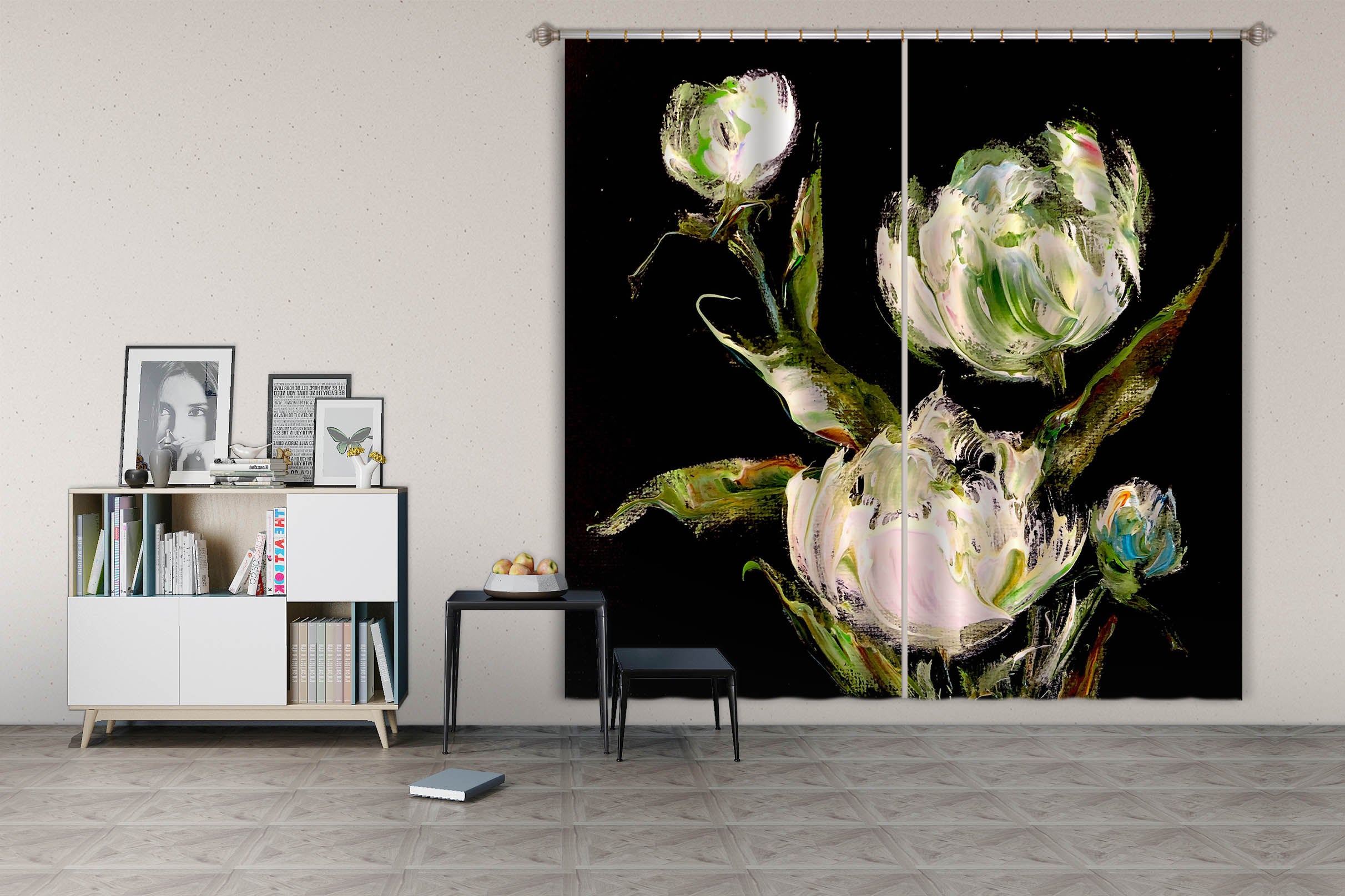 3D Hand Painted Flowers 2381 Skromova Marina Curtain Curtains Drapes