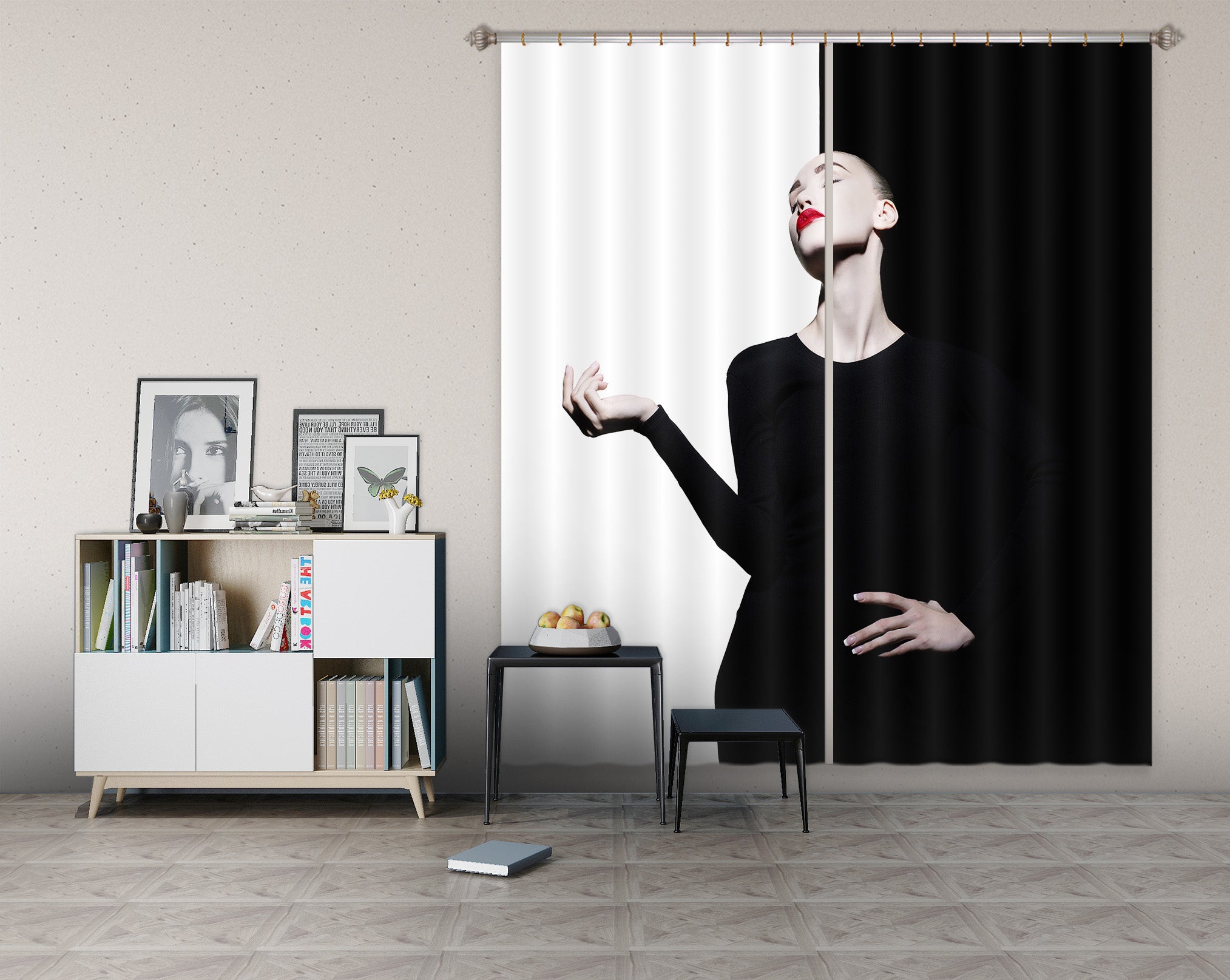 3D Elegant Girl 777 Curtains Drapes