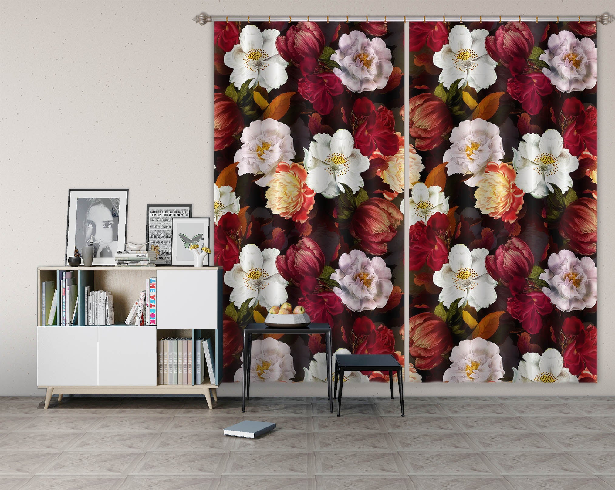 3D Beautiful Flowers 153 Uta Naumann Curtain Curtains Drapes