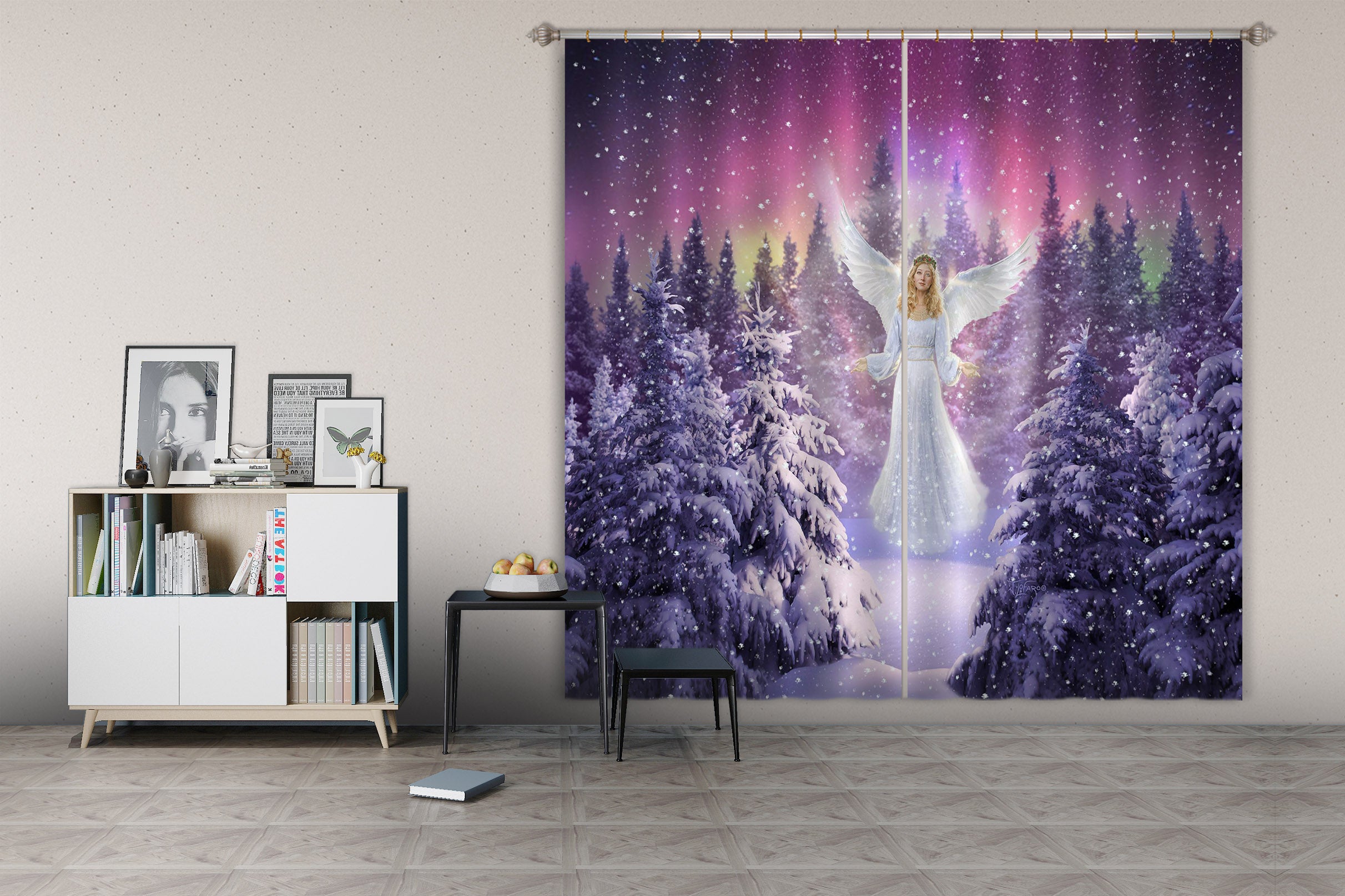 3D Snow Angel 075 Jerry LoFaro Curtain Curtains Drapes