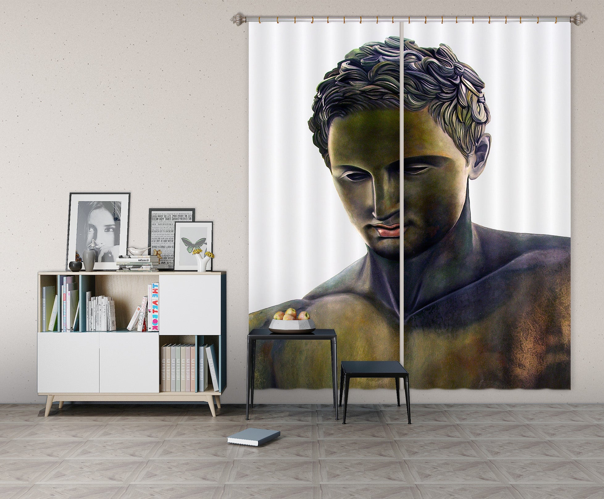 3D Male Sculpture 377 Matthew Holden Bates Curtain Curtains Drapes