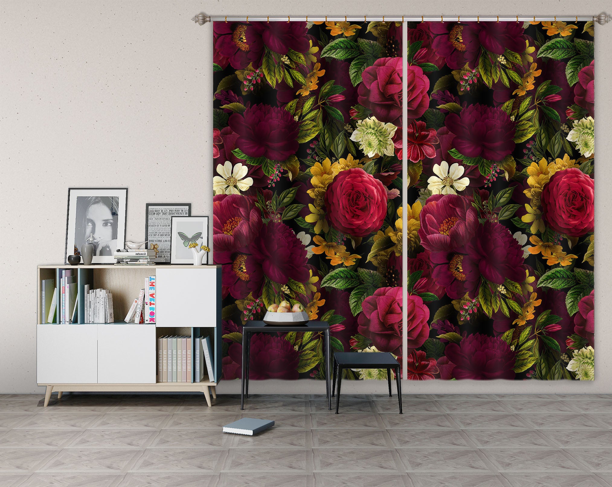 3D Vintage Roses 037 Uta Naumann Curtain Curtains Drapes