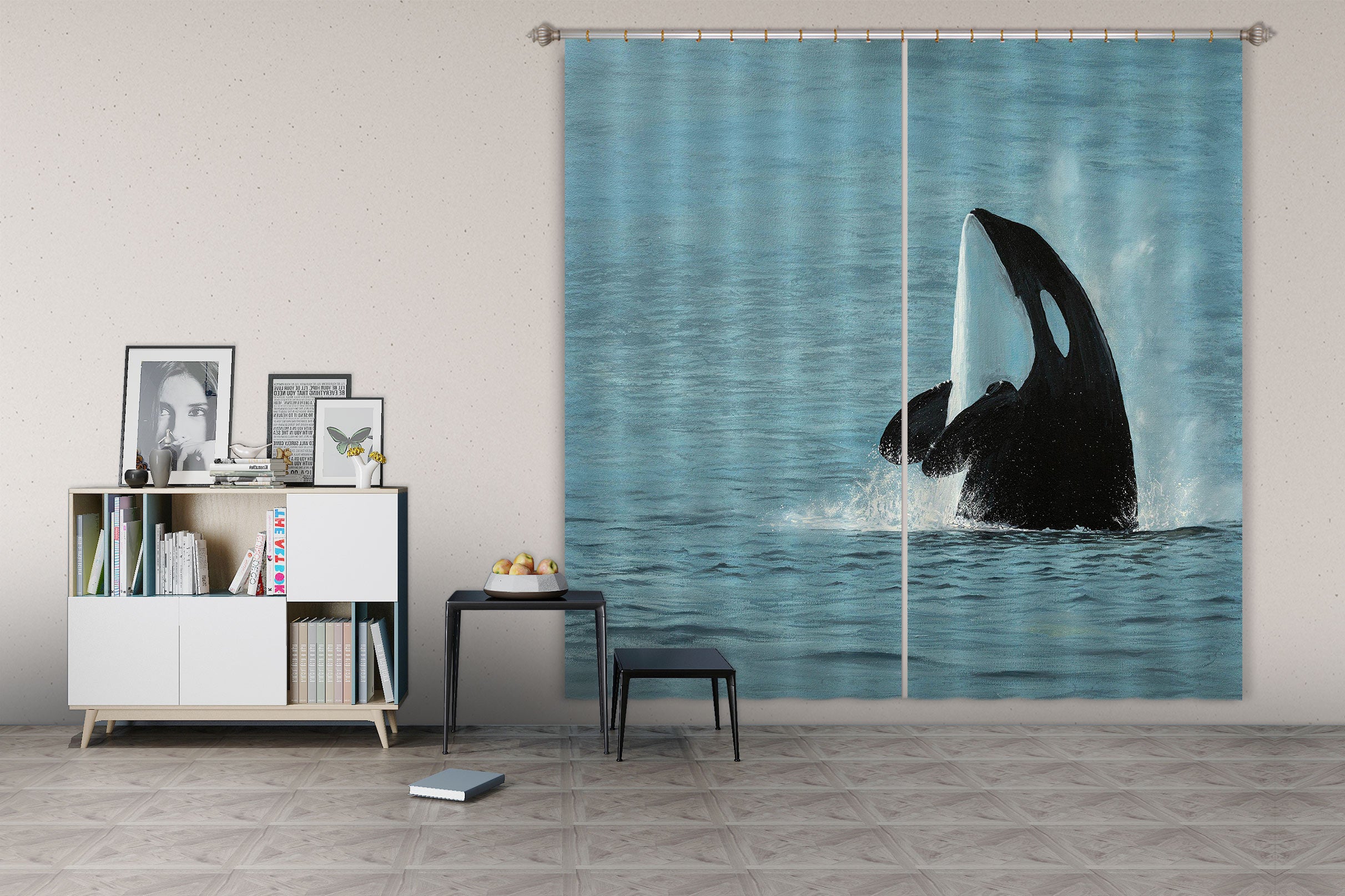 3D Whale 1711 Marina Zotova Curtain Curtains Drapes