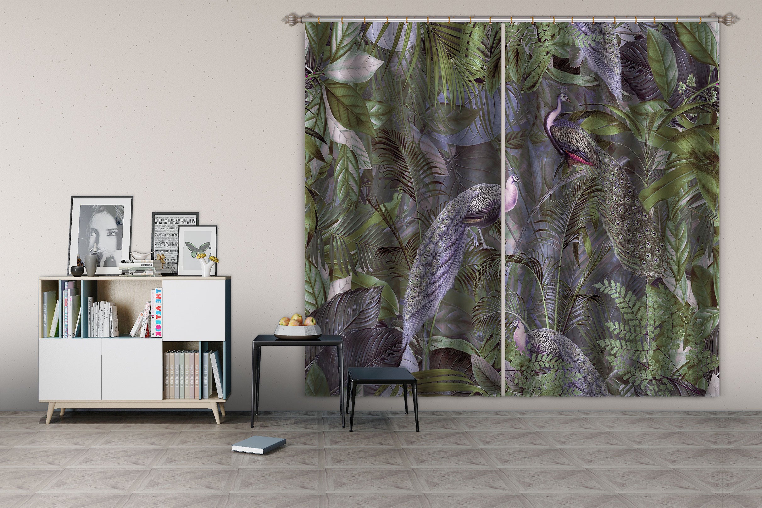 3D Purple Peacock 015 Andrea haase Curtain Curtains Drapes