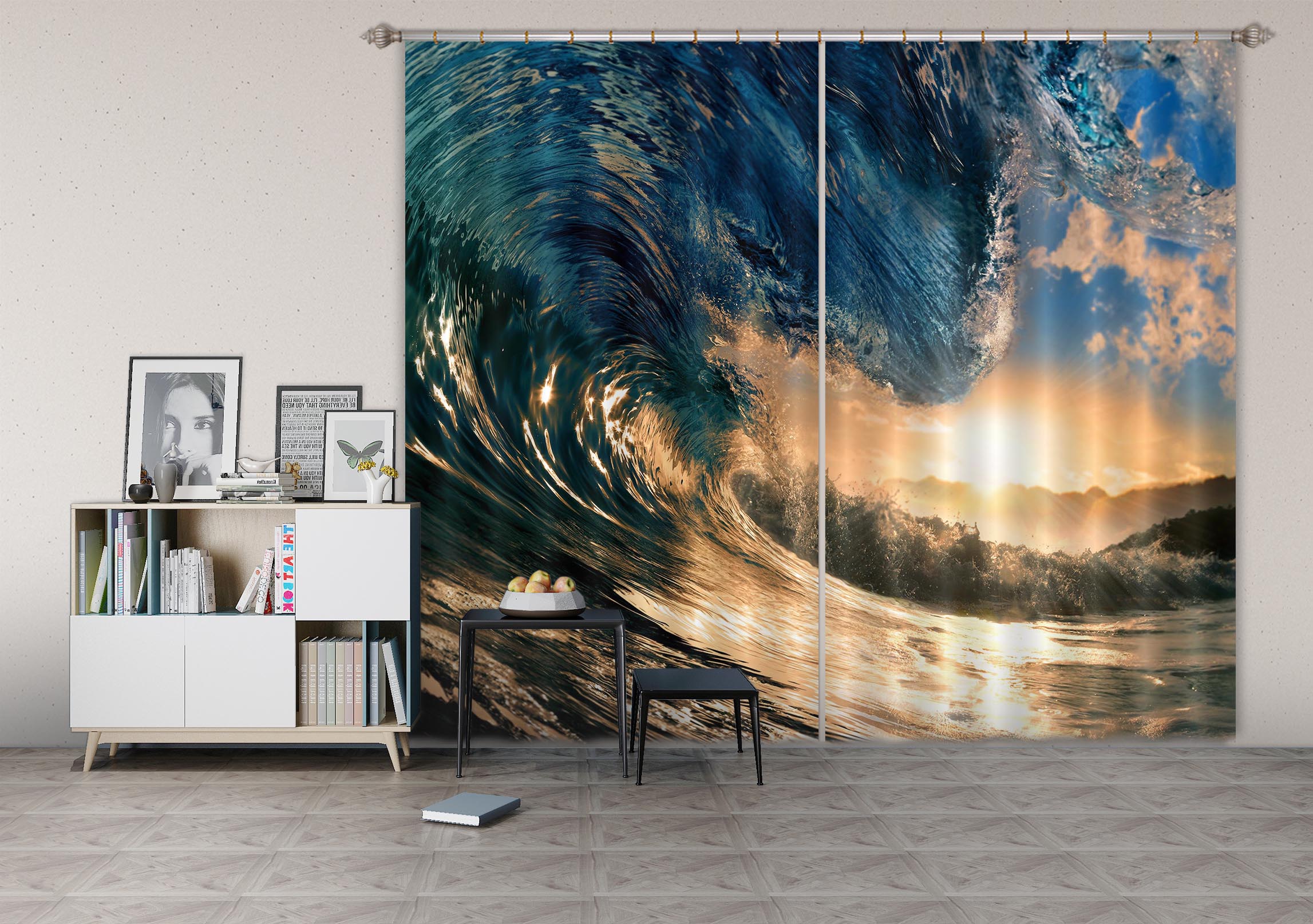 3D Giant Wave 755 Curtains Drapes