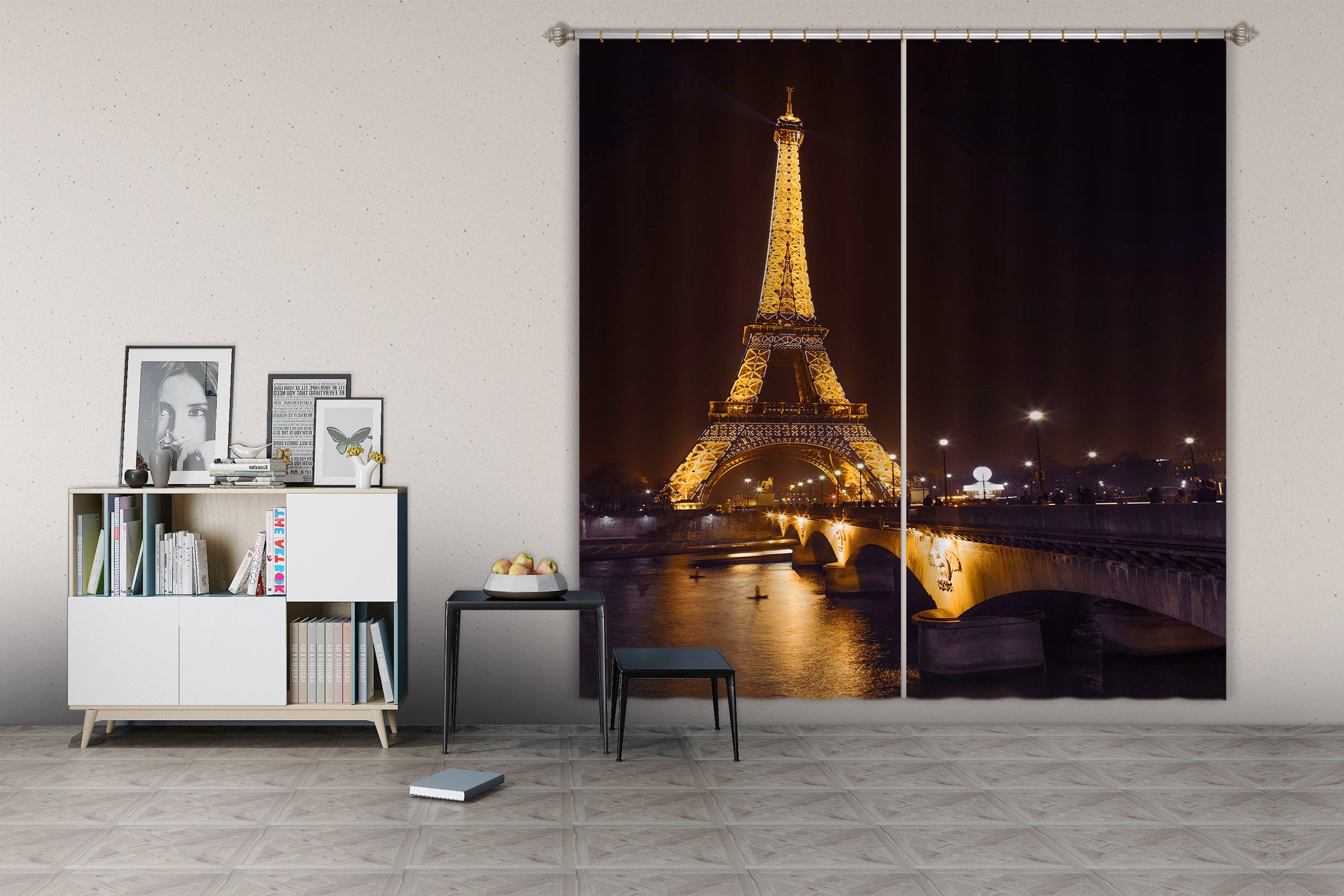 3D Eiffel Tower 003 Assaf Frank Curtain Curtains Drapes