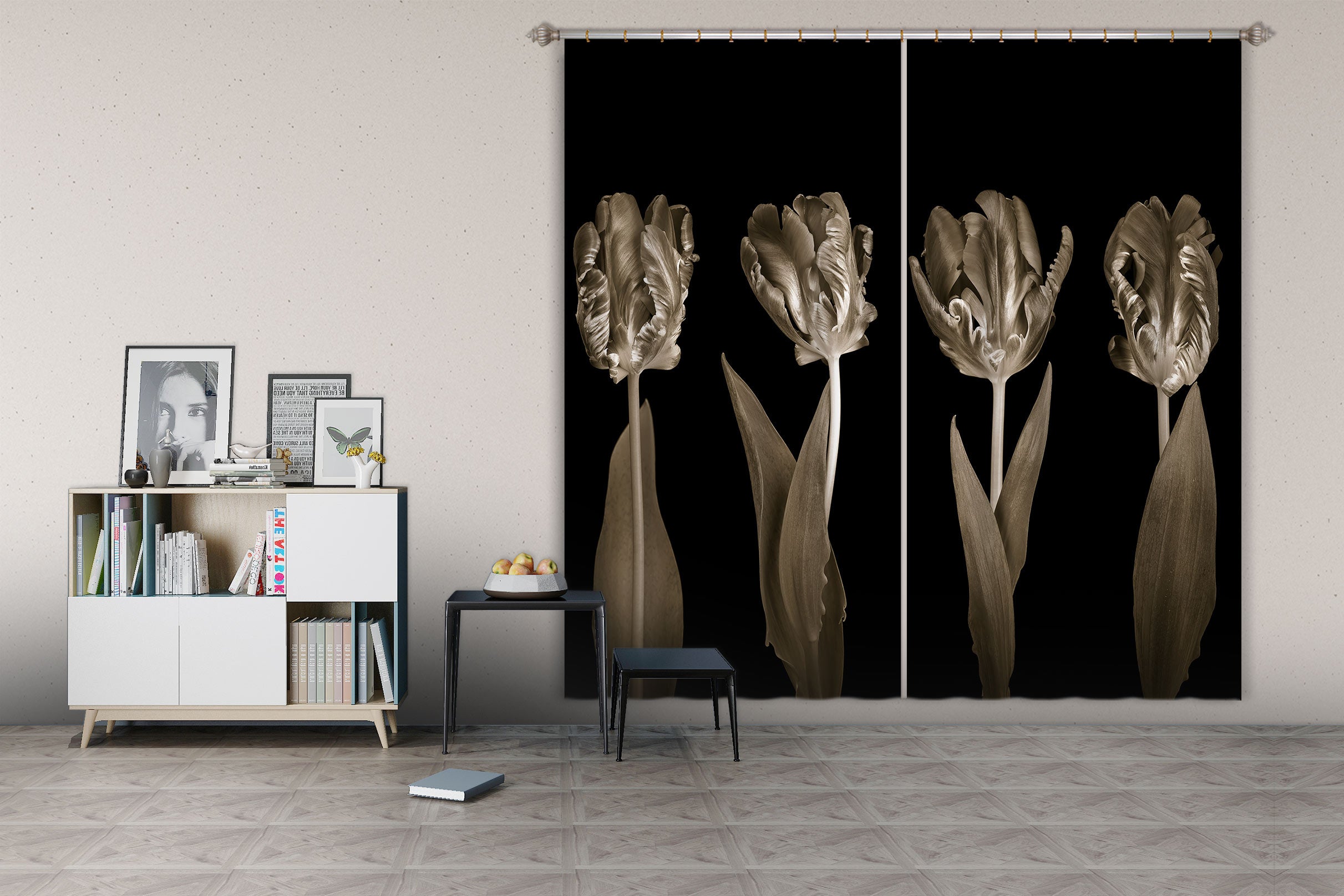 3D Elegant Flower 6505 Assaf Frank Curtain Curtains Drapes