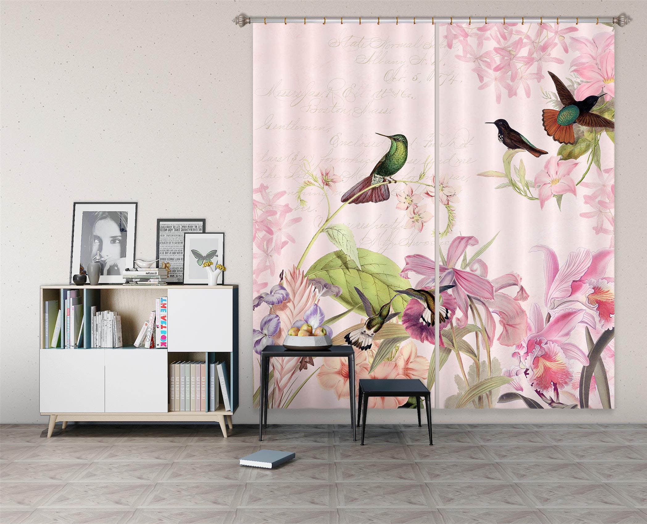 3D Magpie Flower 201 Uta Naumann Curtain Curtains Drapes