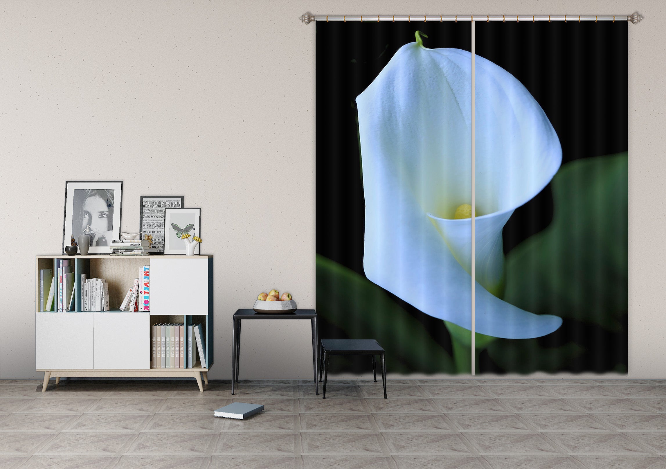 3D Calla Flower 069 Kathy Barefield Curtain Curtains Drapes
