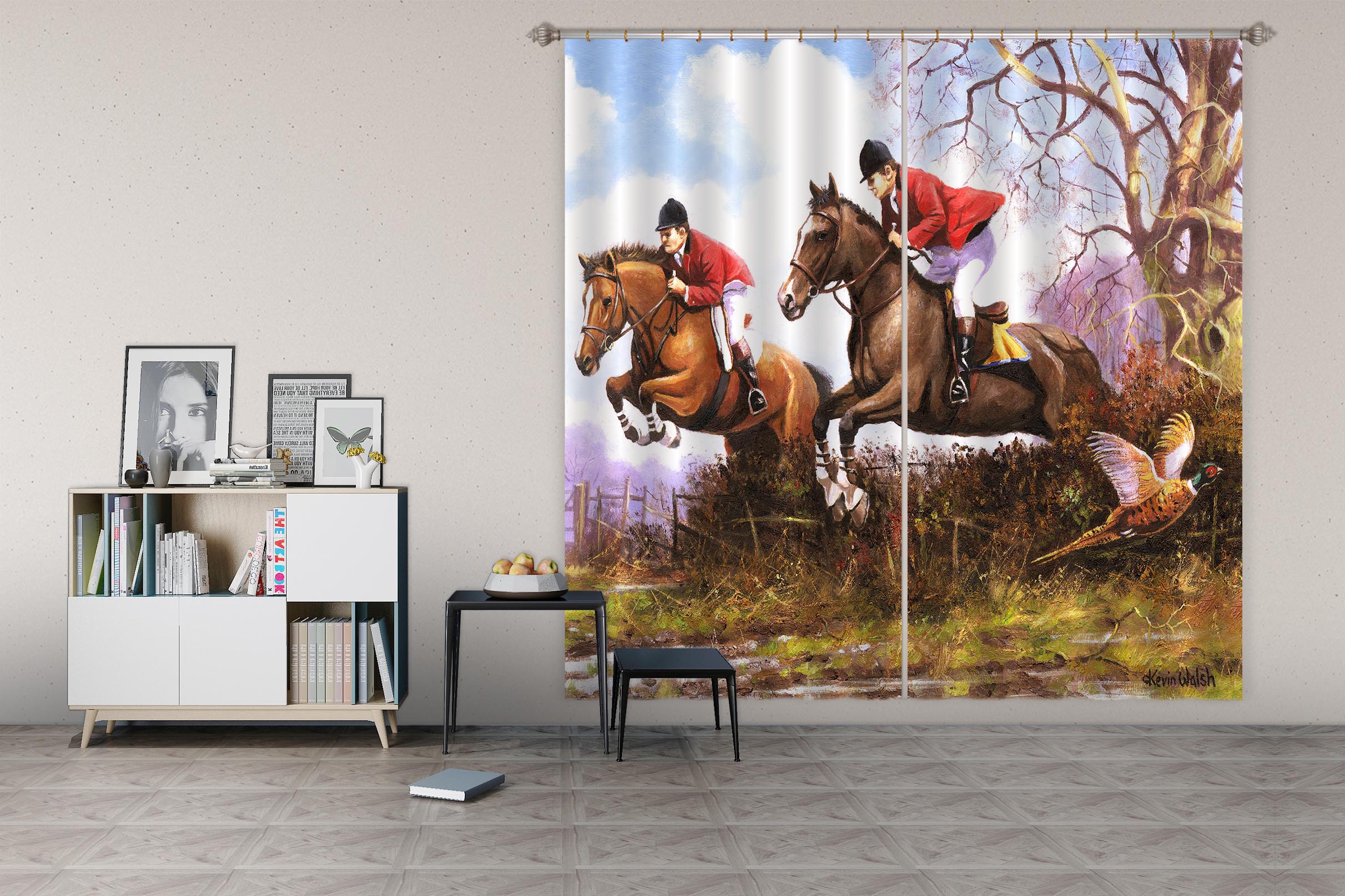 3D Horse Racing 136 Kevin Walsh Curtain Curtains Drapes