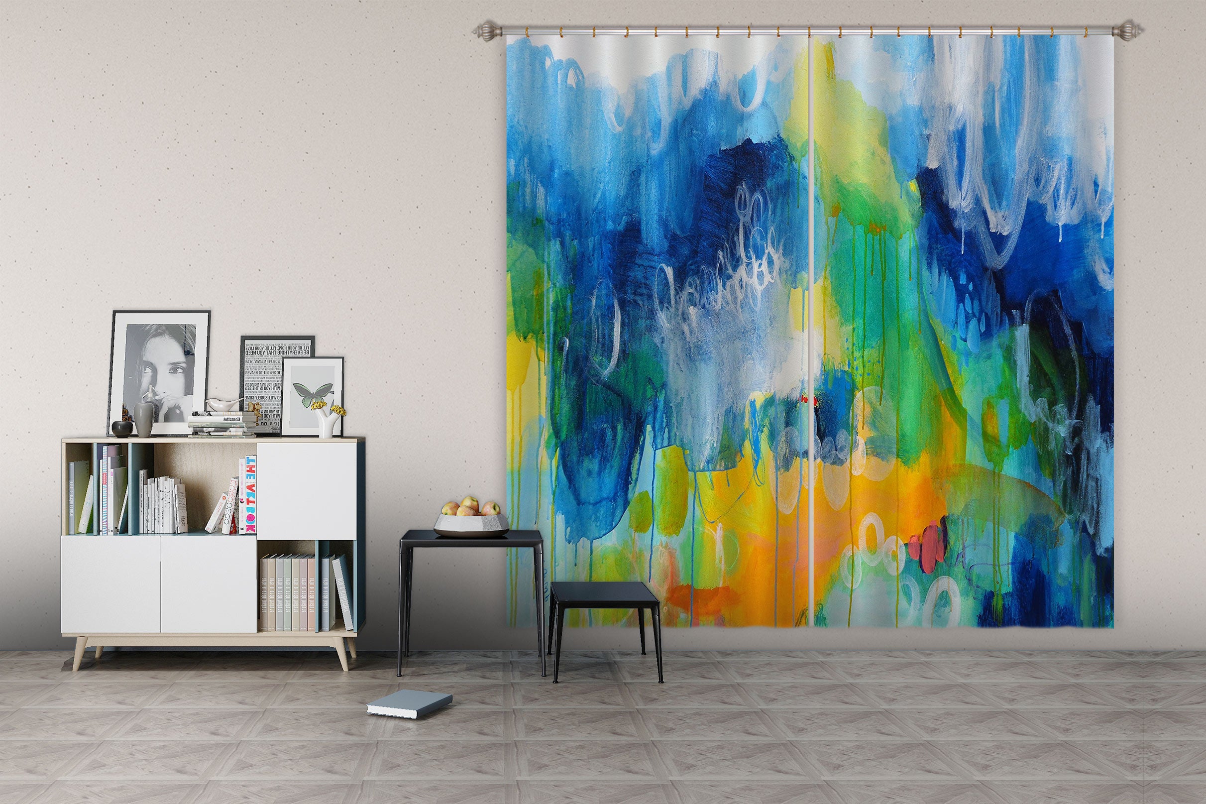 3D Mixed Watercolor 2308 Misako Chida Curtain Curtains Drapes