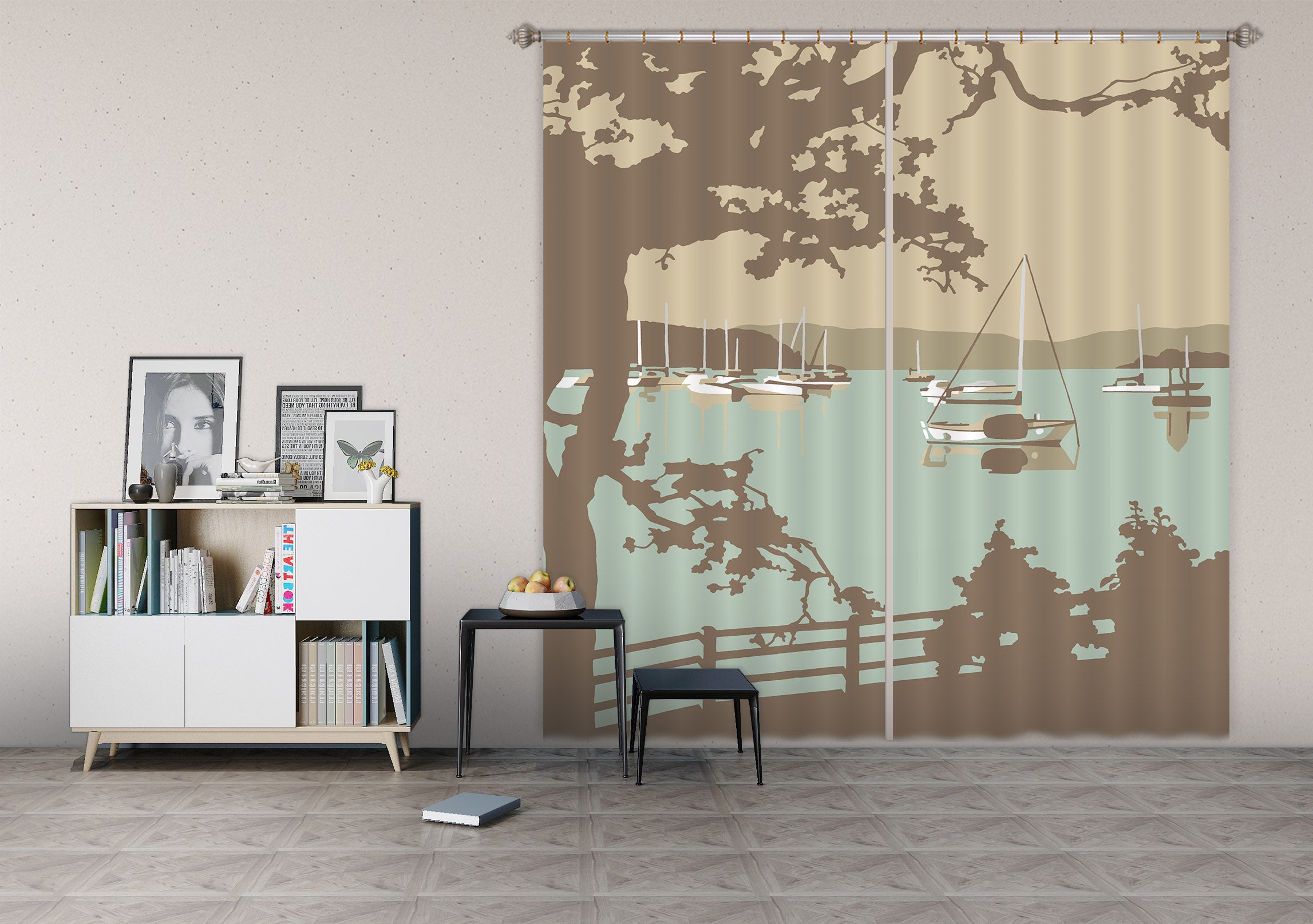 3D Poole Harbour View 134 Steve Read Curtain Curtains Drapes