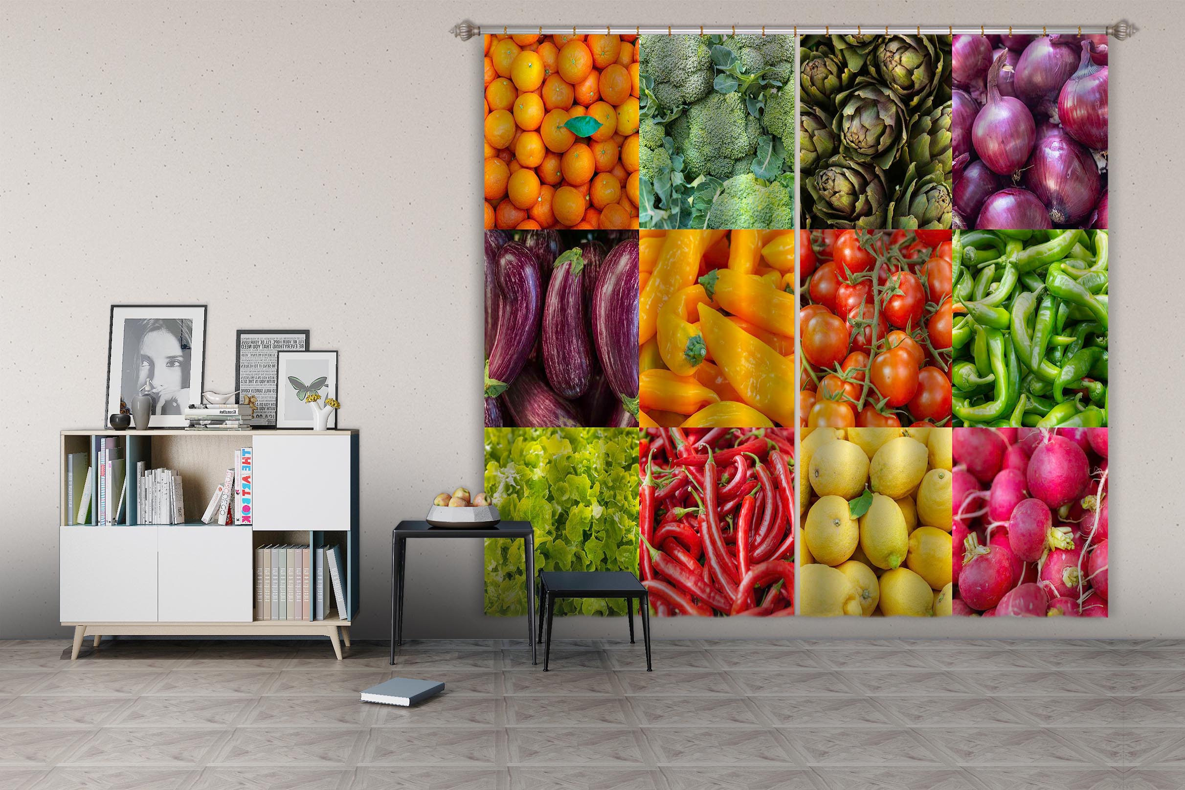 3D Vegetable And Fruit 024 Assaf Frank Curtain Curtains Drapes