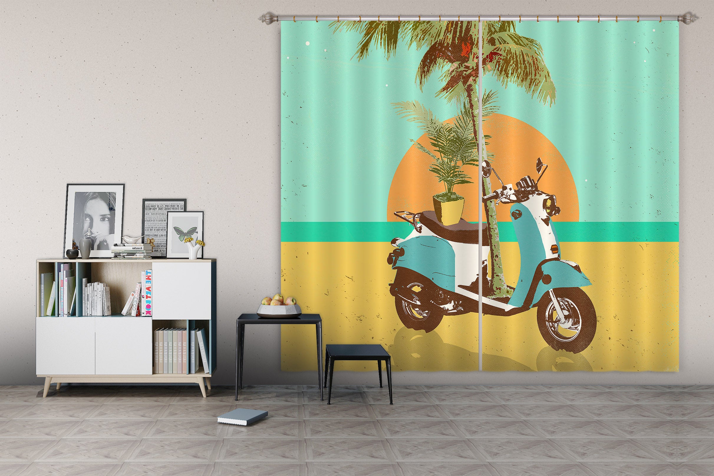 3D Sunrise Beach 054 Showdeer Curtain Curtains Drapes