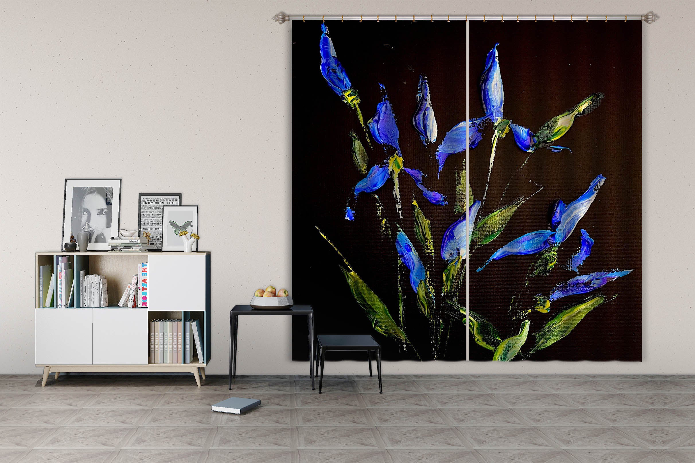 3D Blue Purple Flower 3008 Skromova Marina Curtain Curtains Drapes